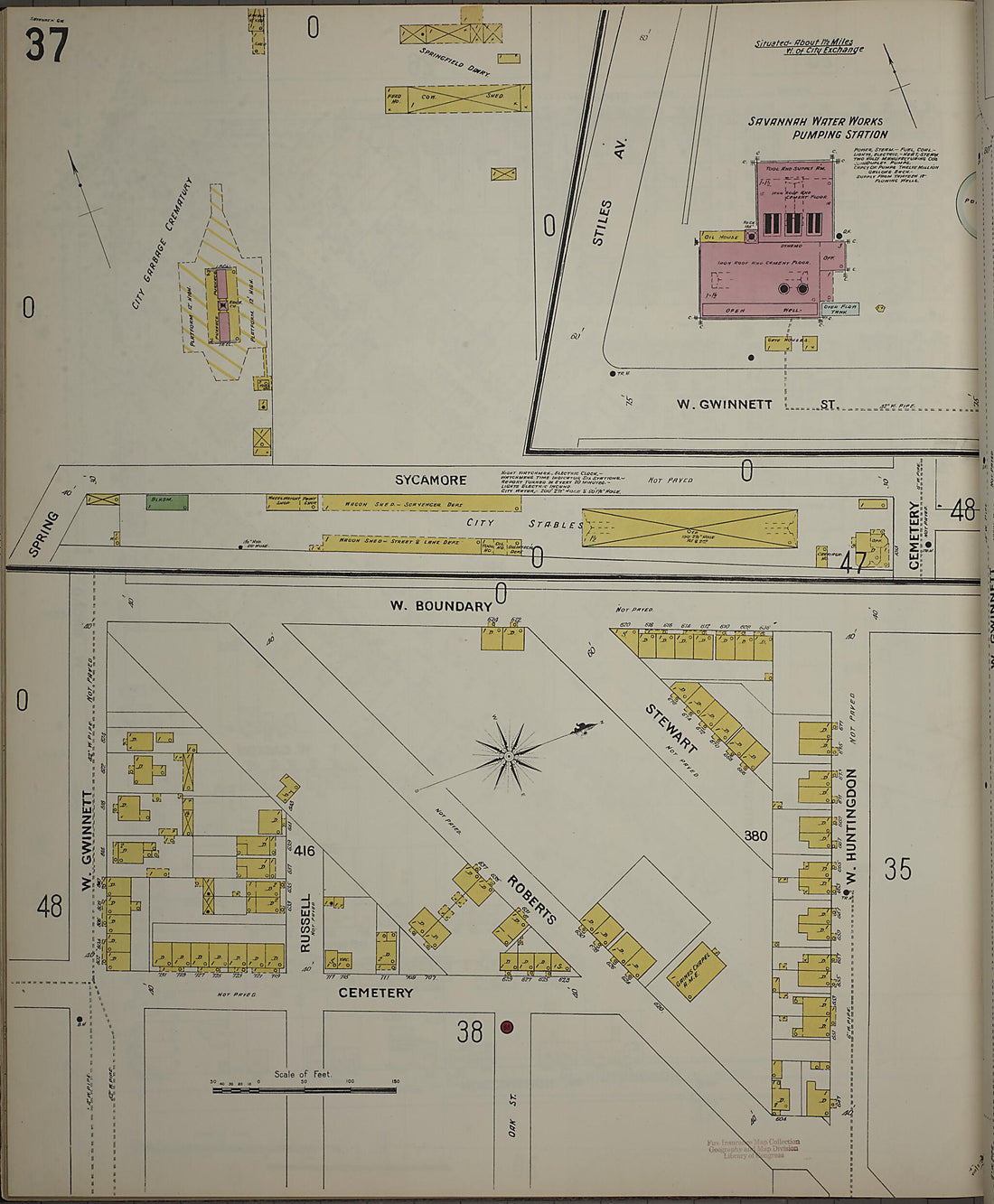 This old map of Savannah, Chatham County, Georgia was created by Sanborn Map Company in 1898