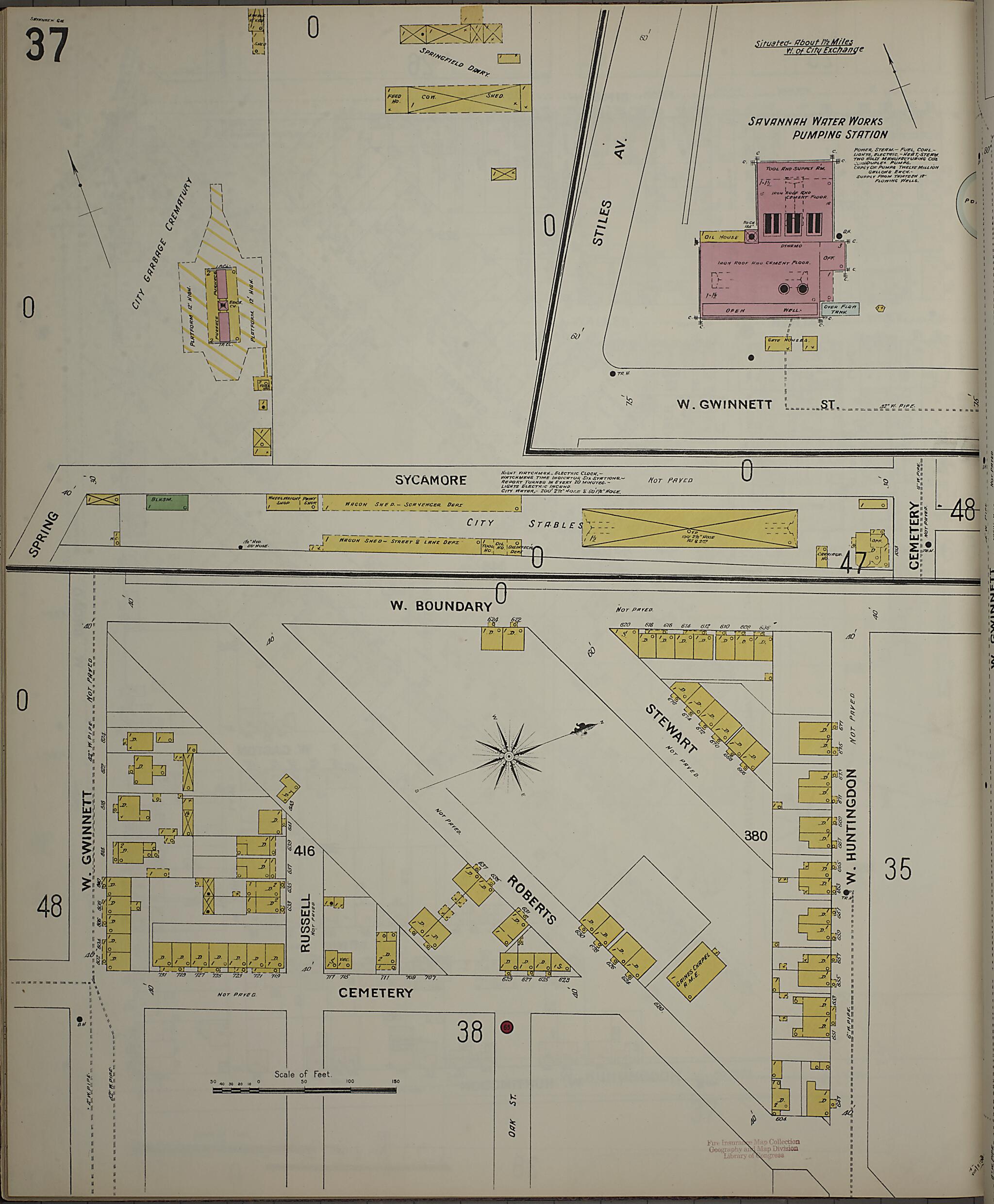 This old map of Savannah, Chatham County, Georgia was created by Sanborn Map Company in 1898