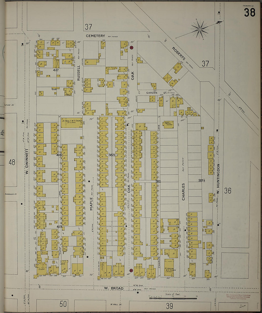 This old map of Savannah, Chatham County, Georgia was created by Sanborn Map Company in 1898