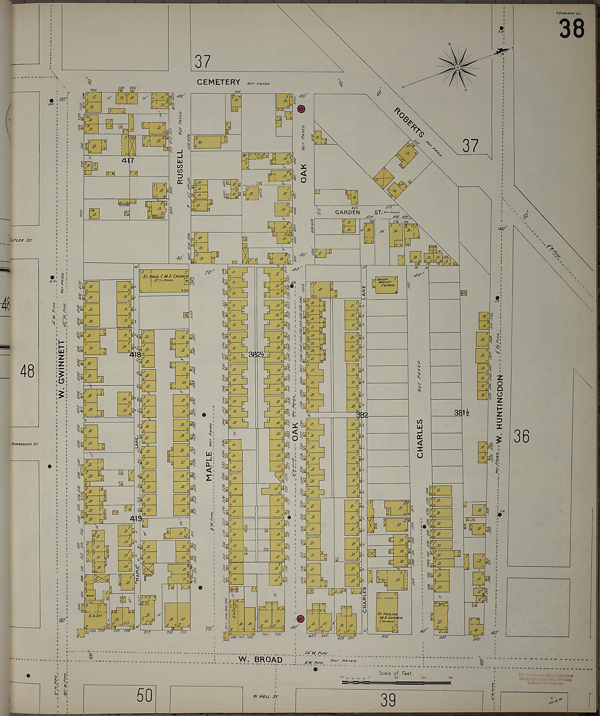 This old map of Savannah, Chatham County, Georgia was created by Sanborn Map Company in 1898