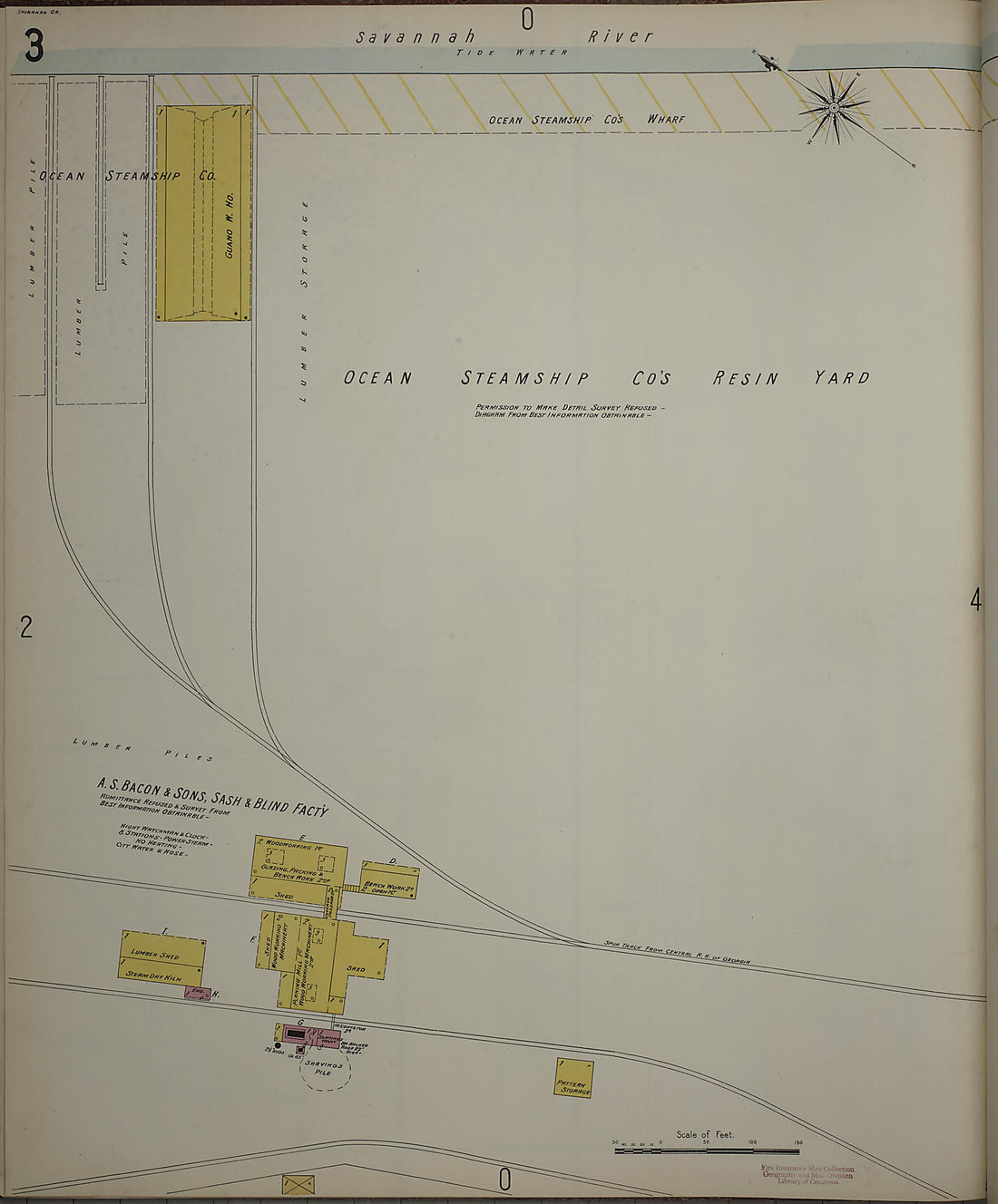 This old map of Savannah, Chatham County, Georgia was created by Sanborn Map Company in 1898