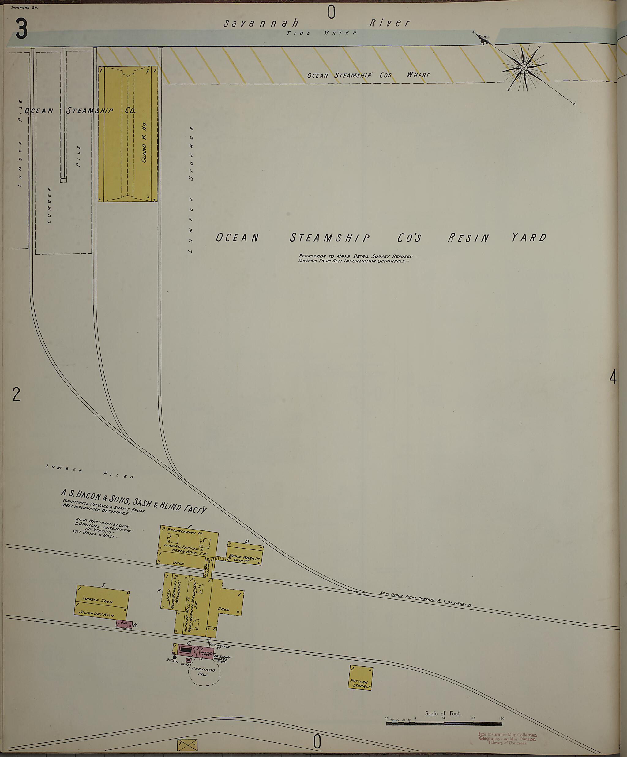 This old map of Savannah, Chatham County, Georgia was created by Sanborn Map Company in 1898