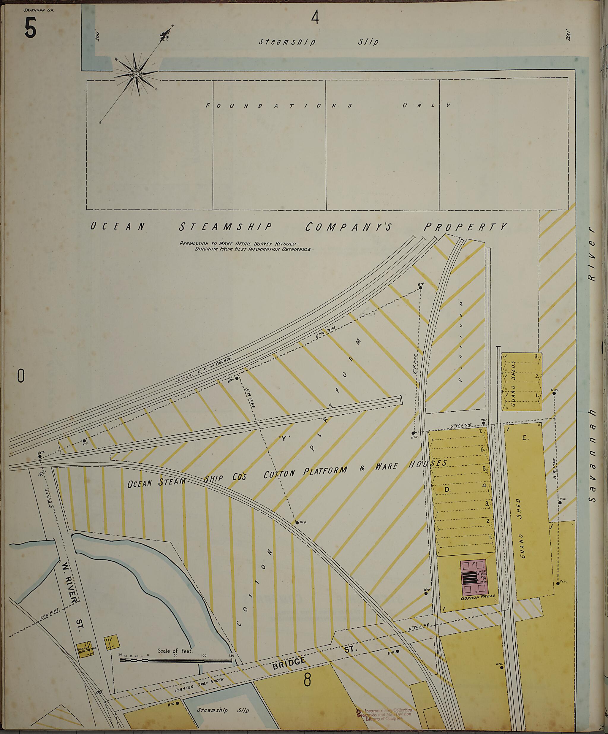 This old map of Savannah, Chatham County, Georgia was created by Sanborn Map Company in 1898