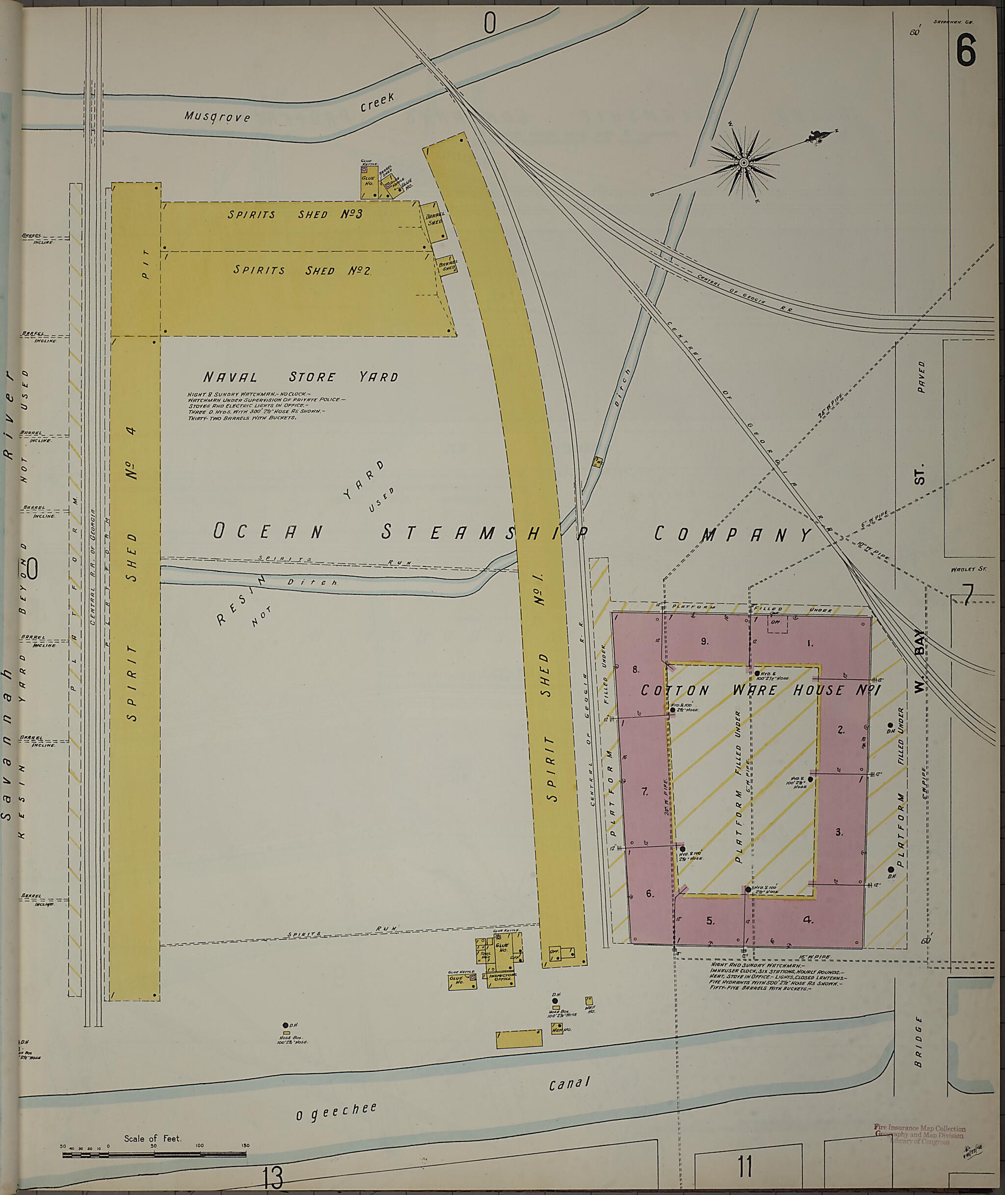This old map of Savannah, Chatham County, Georgia was created by Sanborn Map Company in 1898