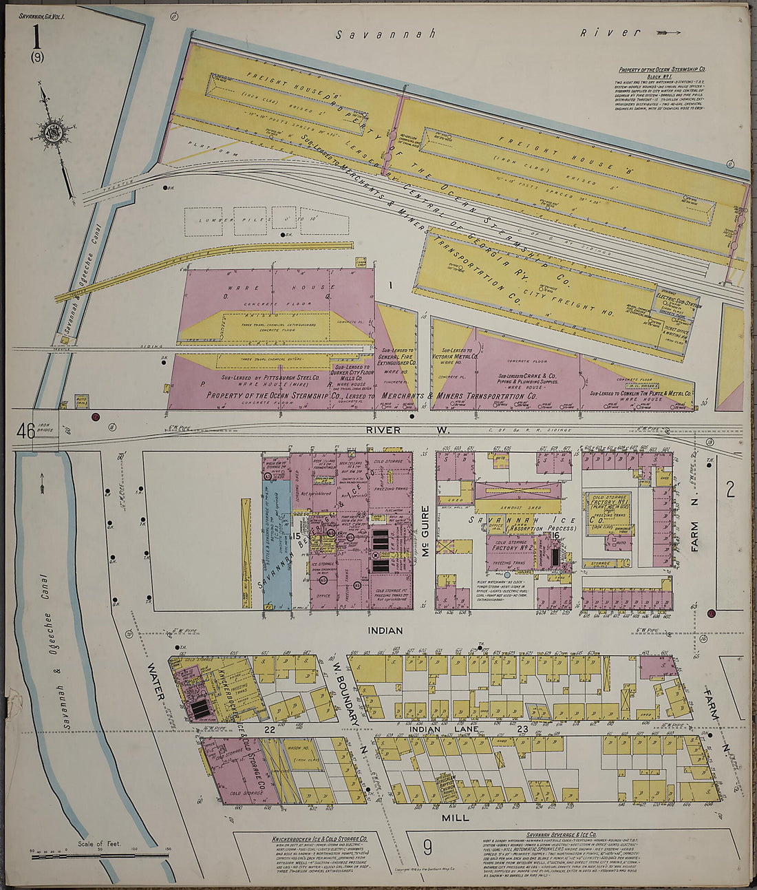 This old map of Savannah, Chatham County, Georgia was created by Sanborn Map Company in 1916