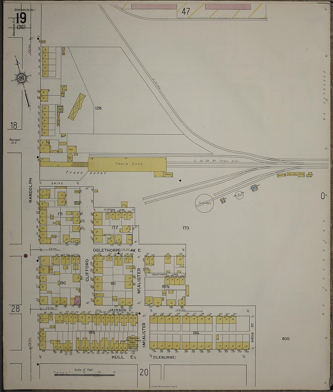 This old map of Savannah, Chatham County, Georgia was created by Sanborn Map Company in 1916