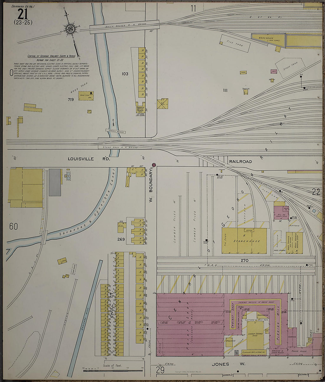 This old map of Savannah, Chatham County, Georgia was created by Sanborn Map Company in 1916