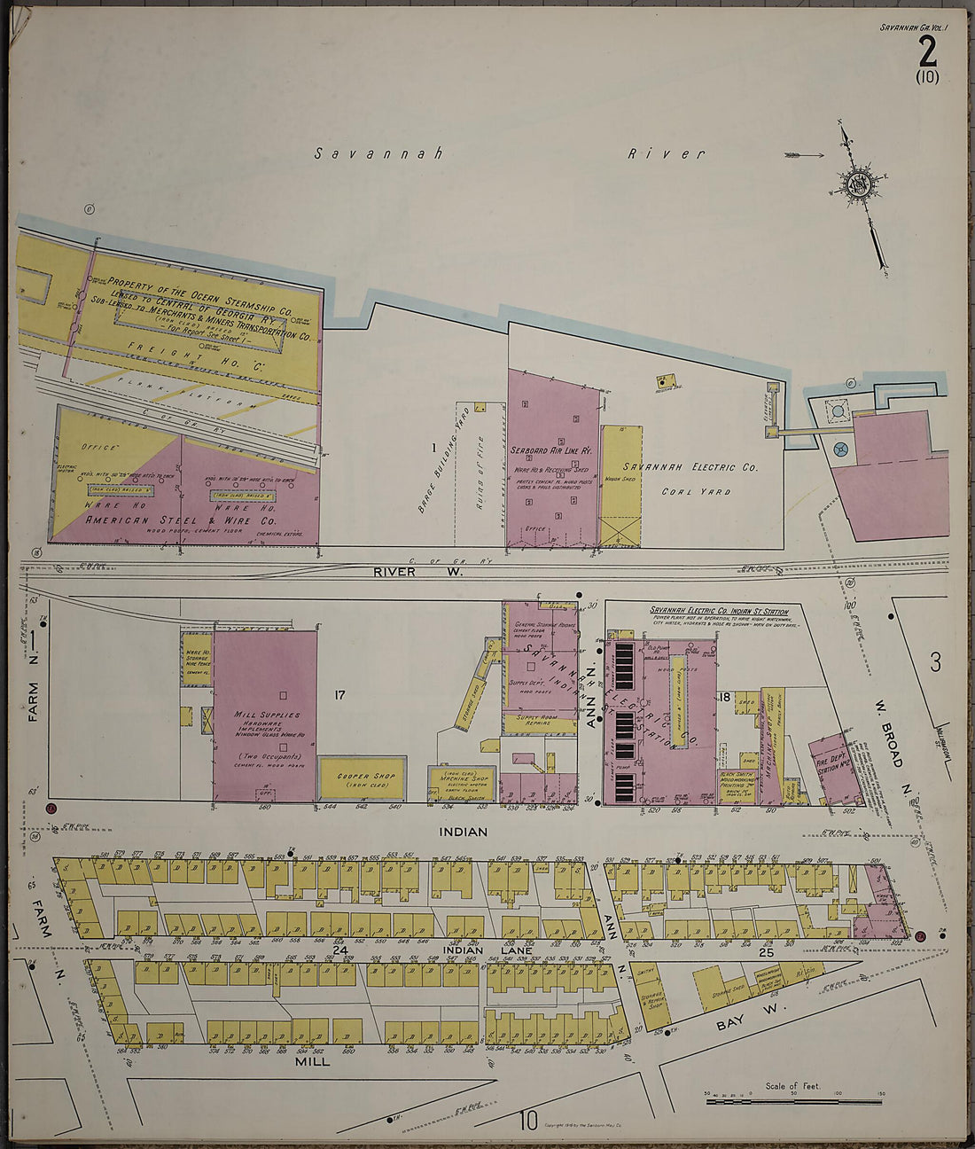 This old map of Savannah, Chatham County, Georgia was created by Sanborn Map Company in 1916