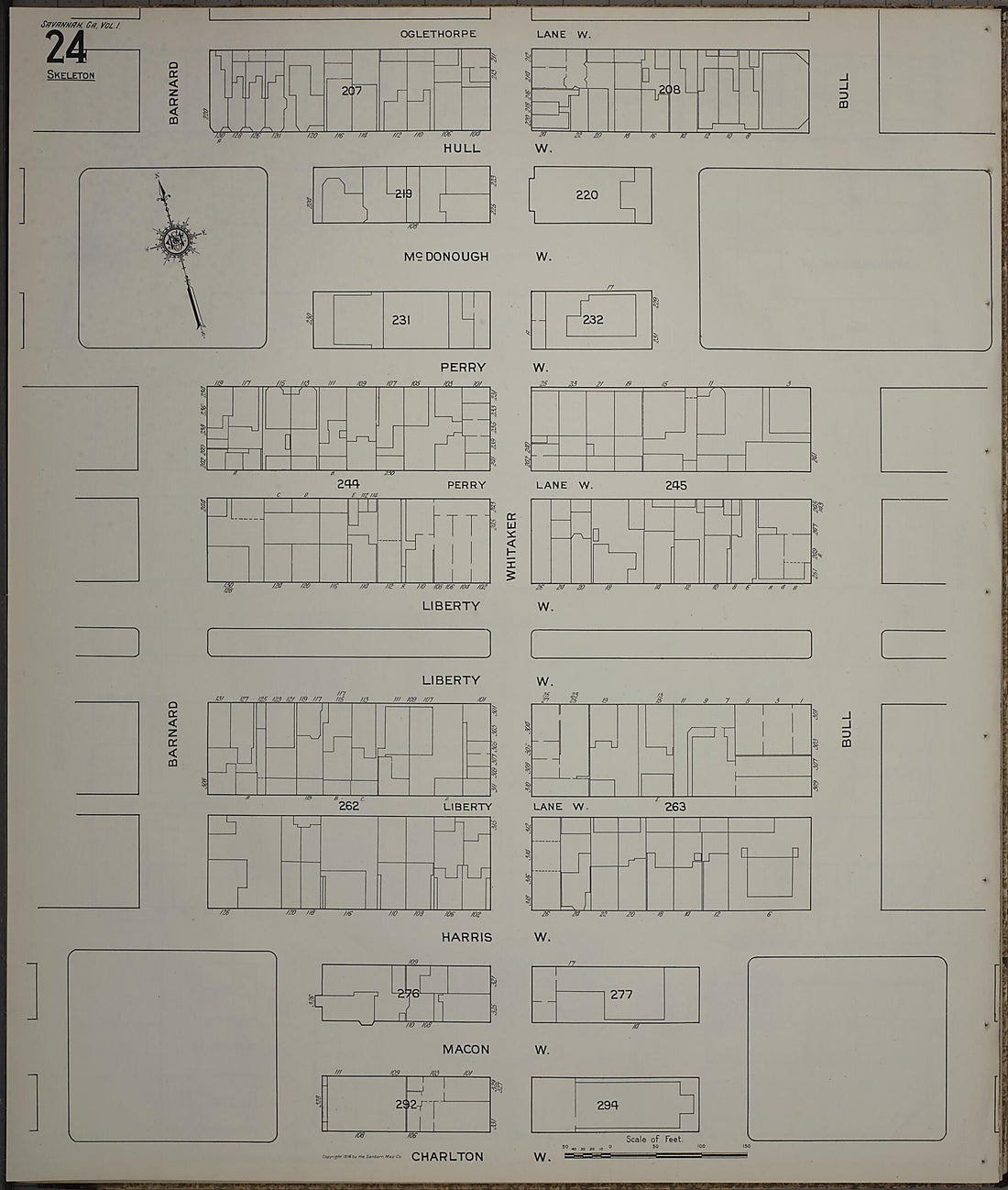 This old map of Savannah, Chatham County, Georgia was created by Sanborn Map Company in 1916