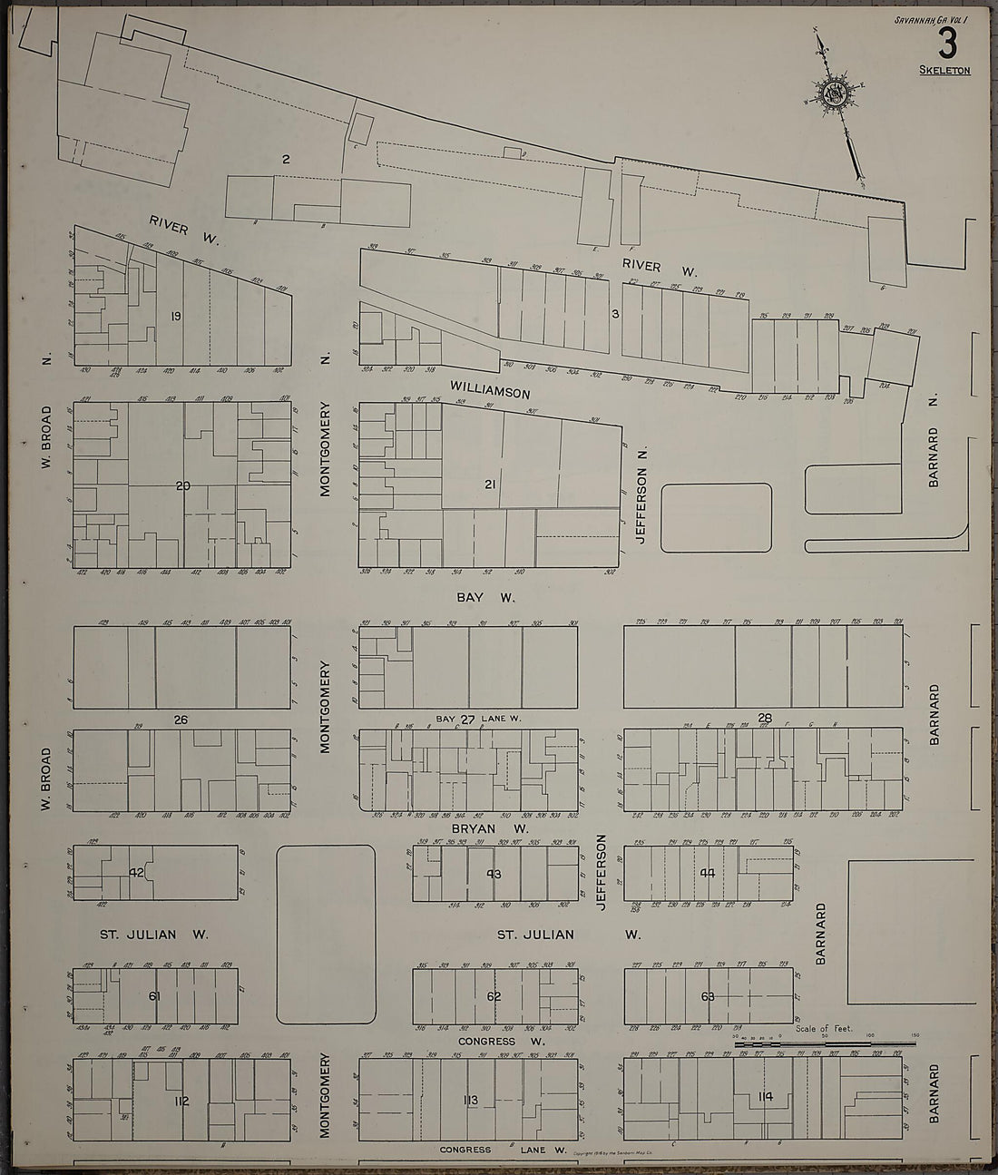 This old map of Savannah, Chatham County, Georgia was created by Sanborn Map Company in 1916