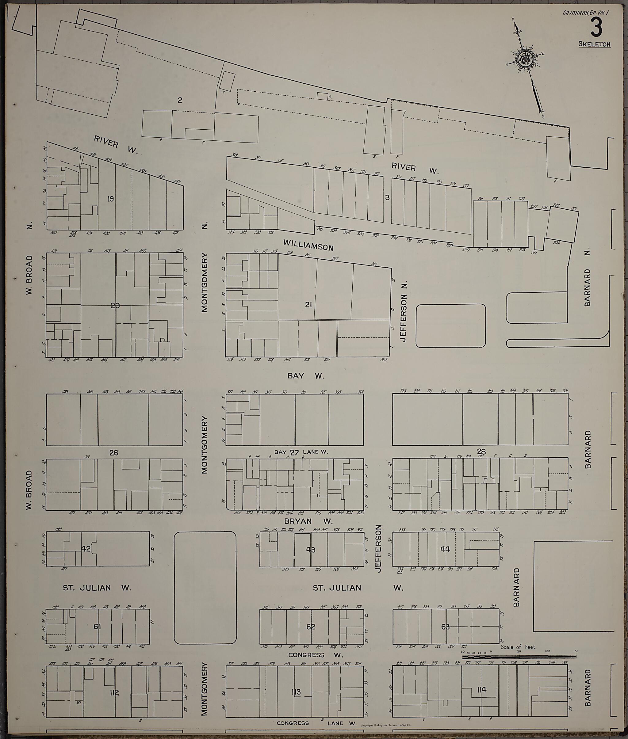 This old map of Savannah, Chatham County, Georgia was created by Sanborn Map Company in 1916