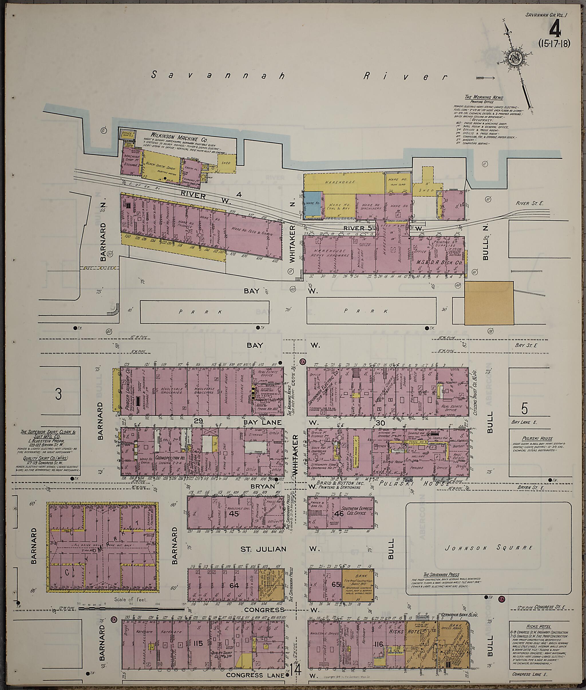 This old map of Savannah, Chatham County, Georgia was created by Sanborn Map Company in 1916