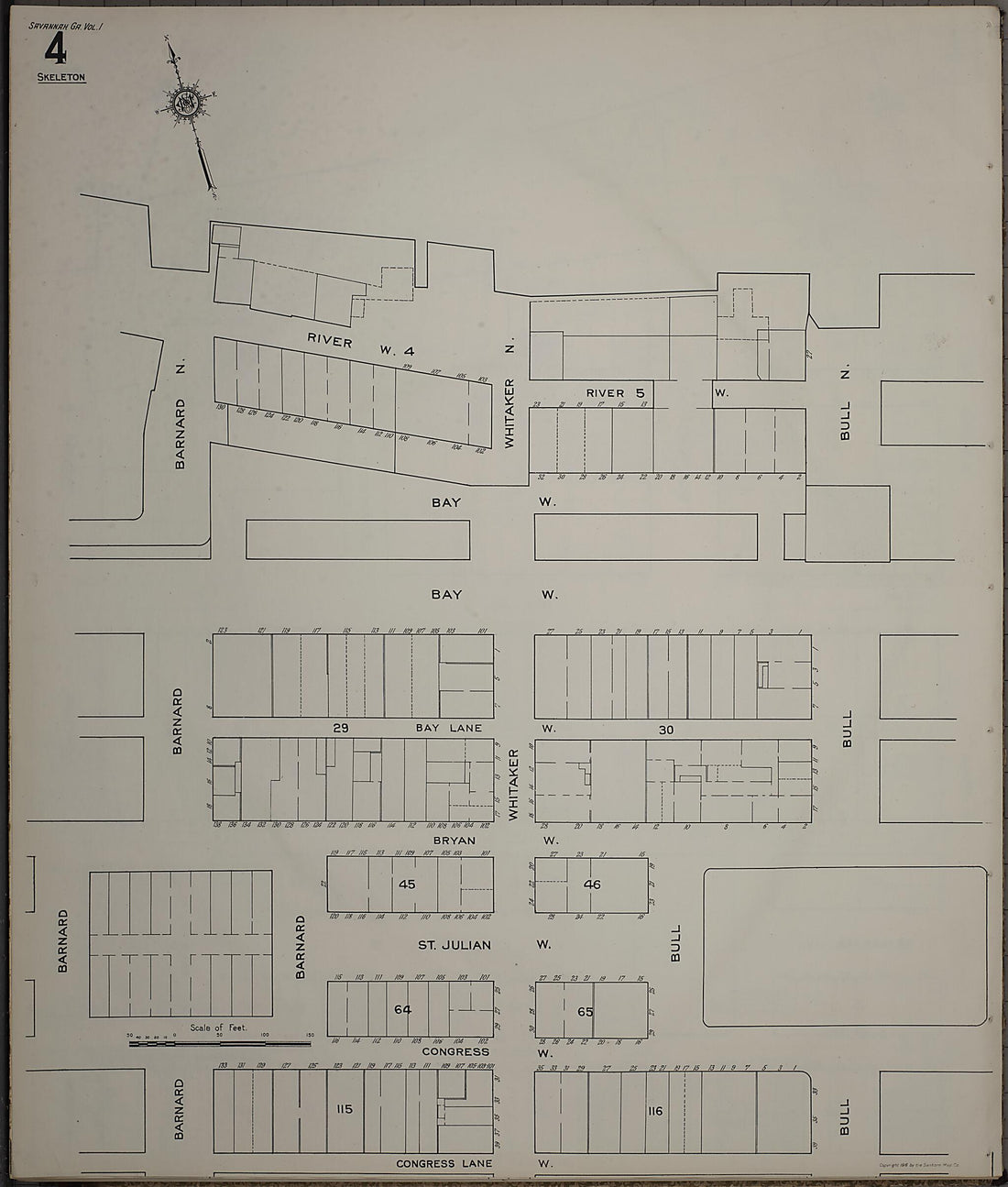 This old map of Savannah, Chatham County, Georgia was created by Sanborn Map Company in 1916