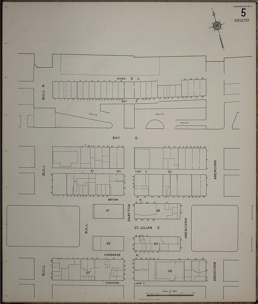 This old map of Savannah, Chatham County, Georgia was created by Sanborn Map Company in 1916