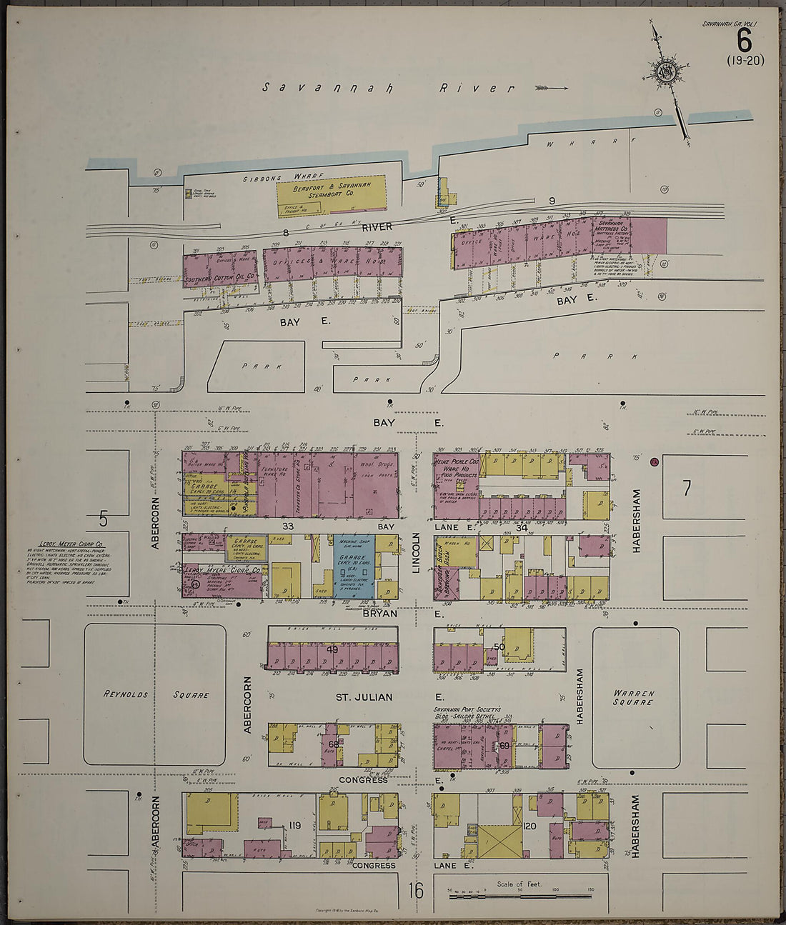 This old map of Savannah, Chatham County, Georgia was created by Sanborn Map Company in 1916
