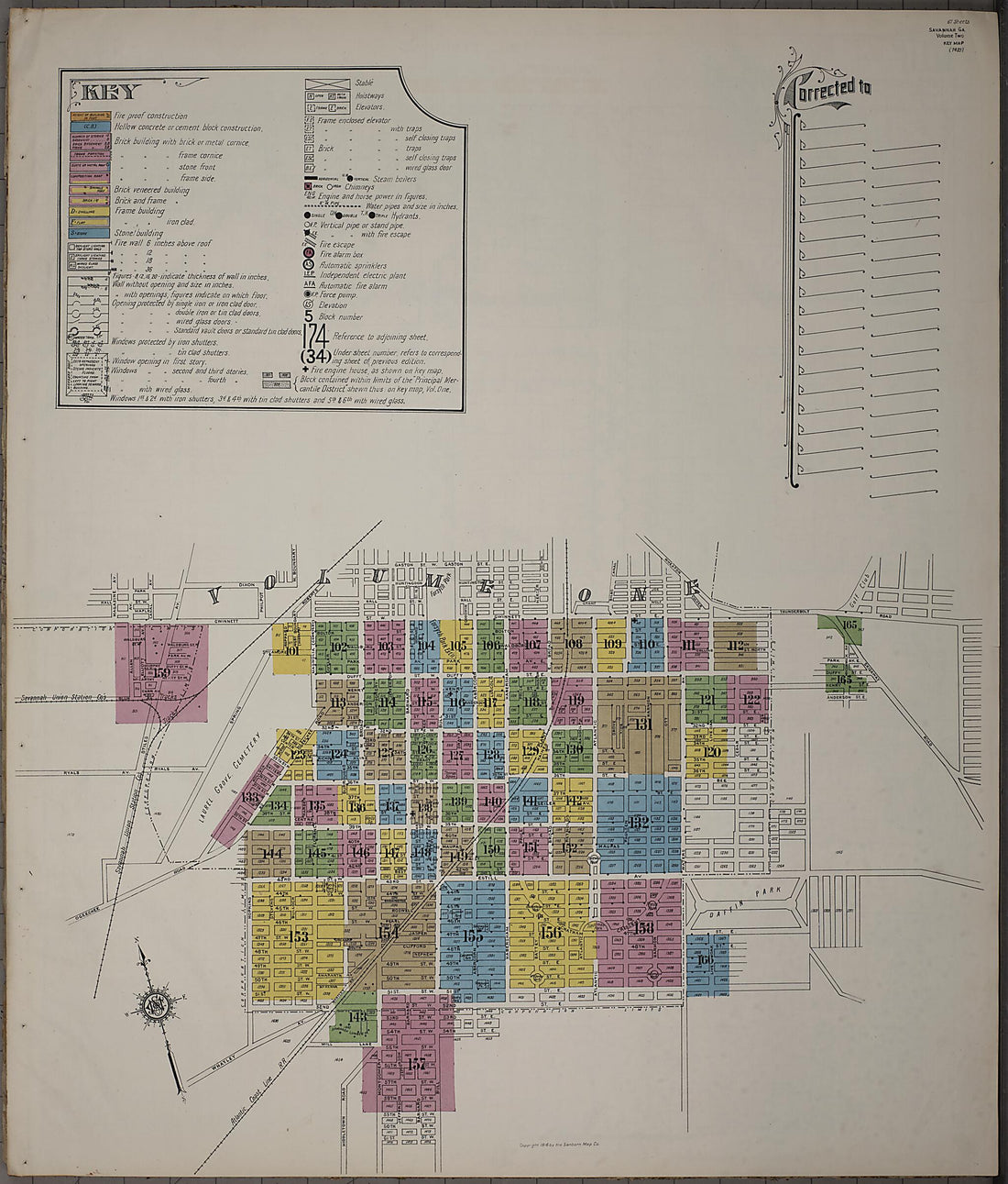 This old map of Savannah, Chatham County, Georgia was created by Sanborn Map Company in 1916