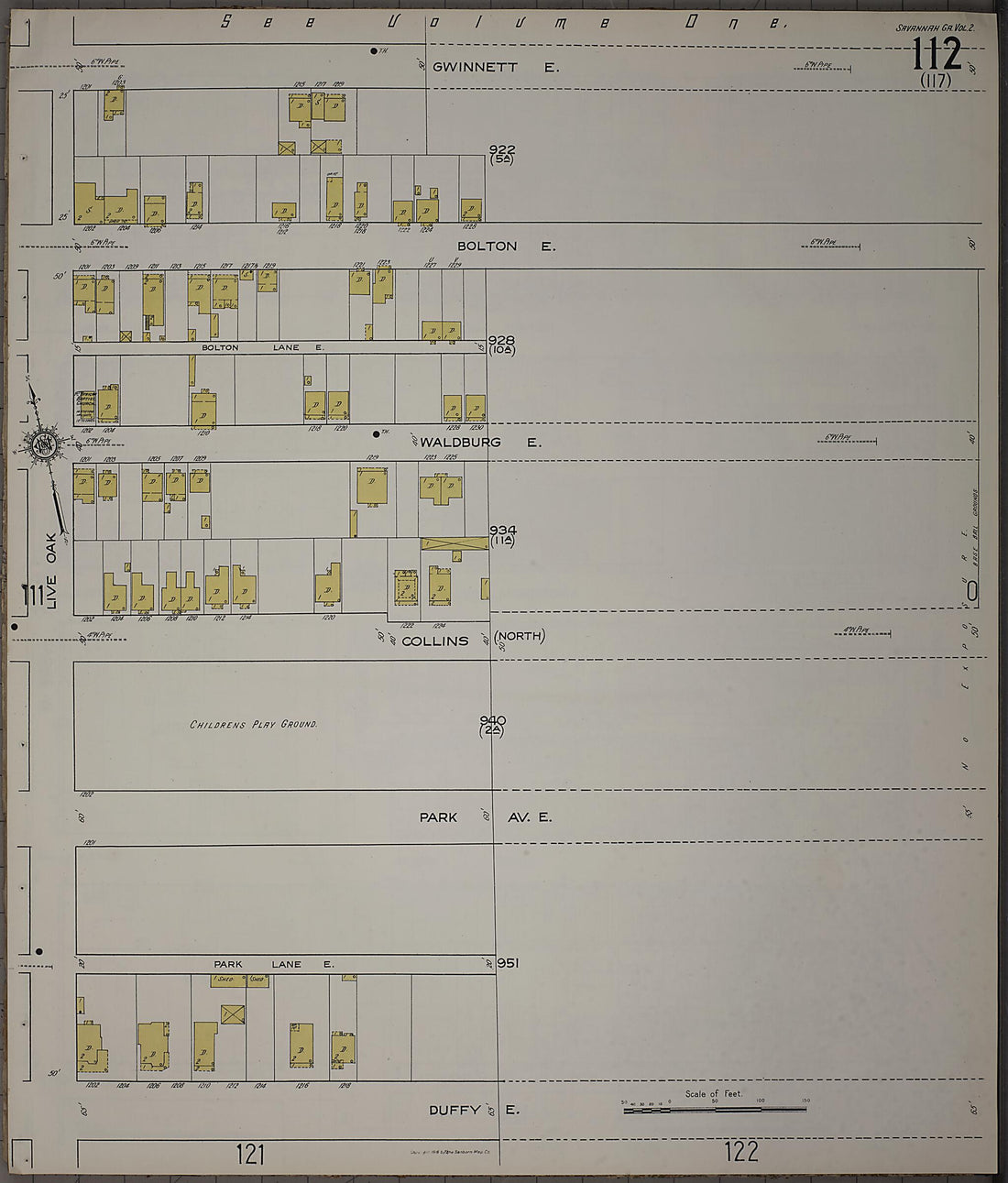 This old map of Savannah, Chatham County, Georgia was created by Sanborn Map Company in 1916