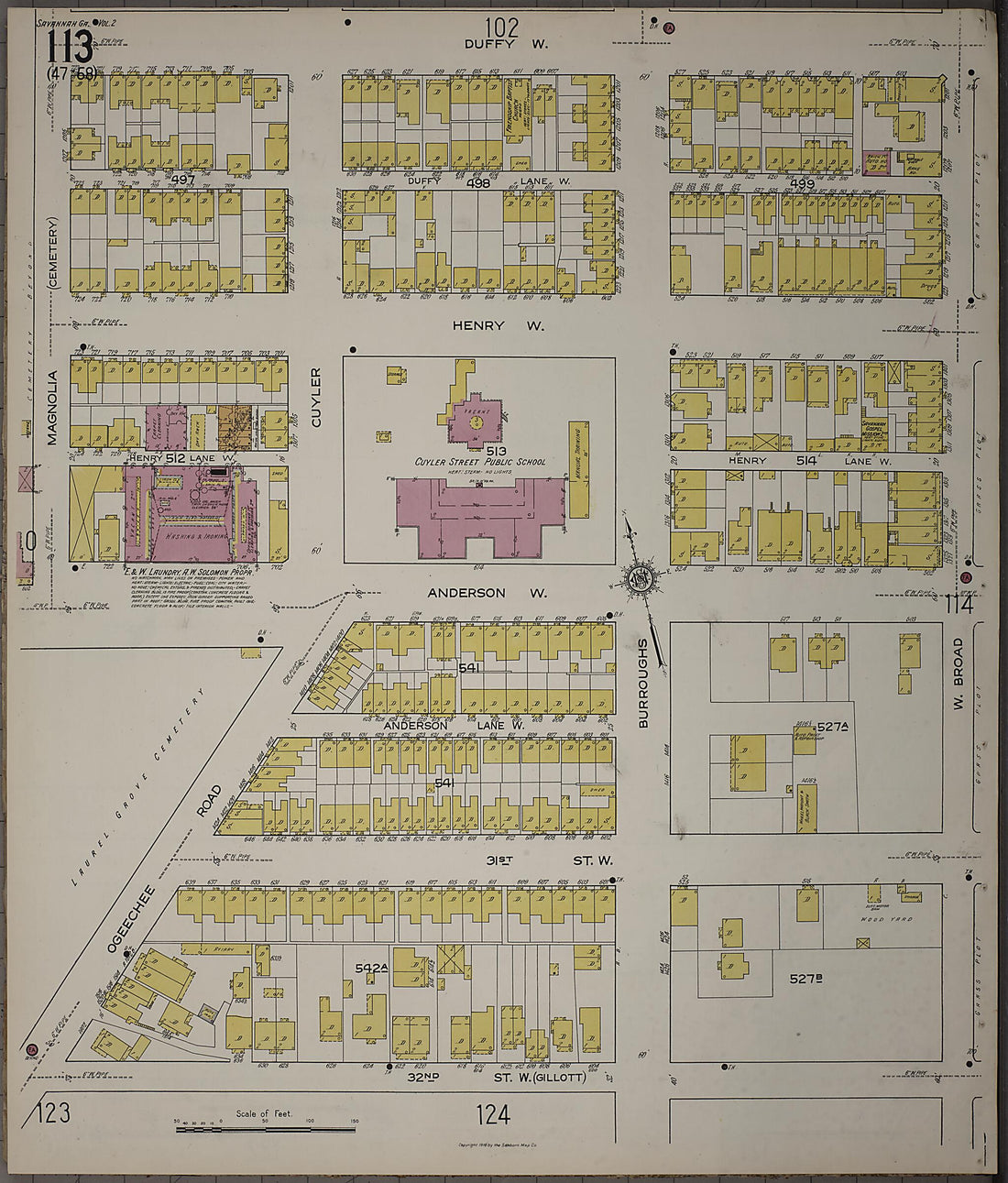 This old map of Savannah, Chatham County, Georgia was created by Sanborn Map Company in 1916