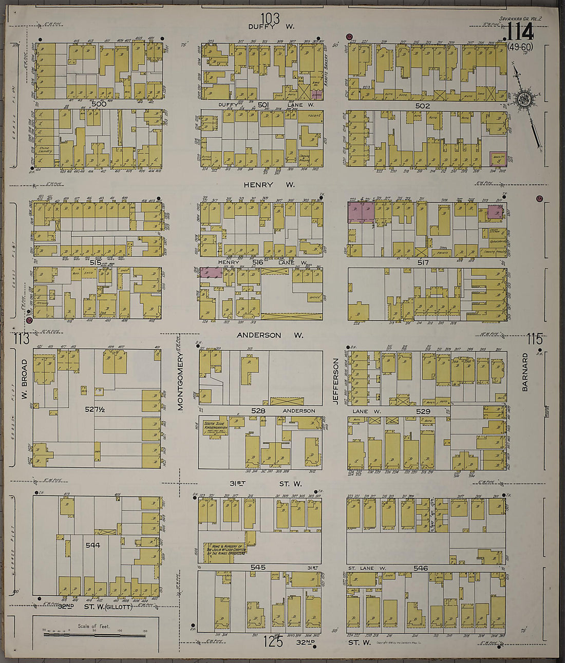 This old map of Savannah, Chatham County, Georgia was created by Sanborn Map Company in 1916