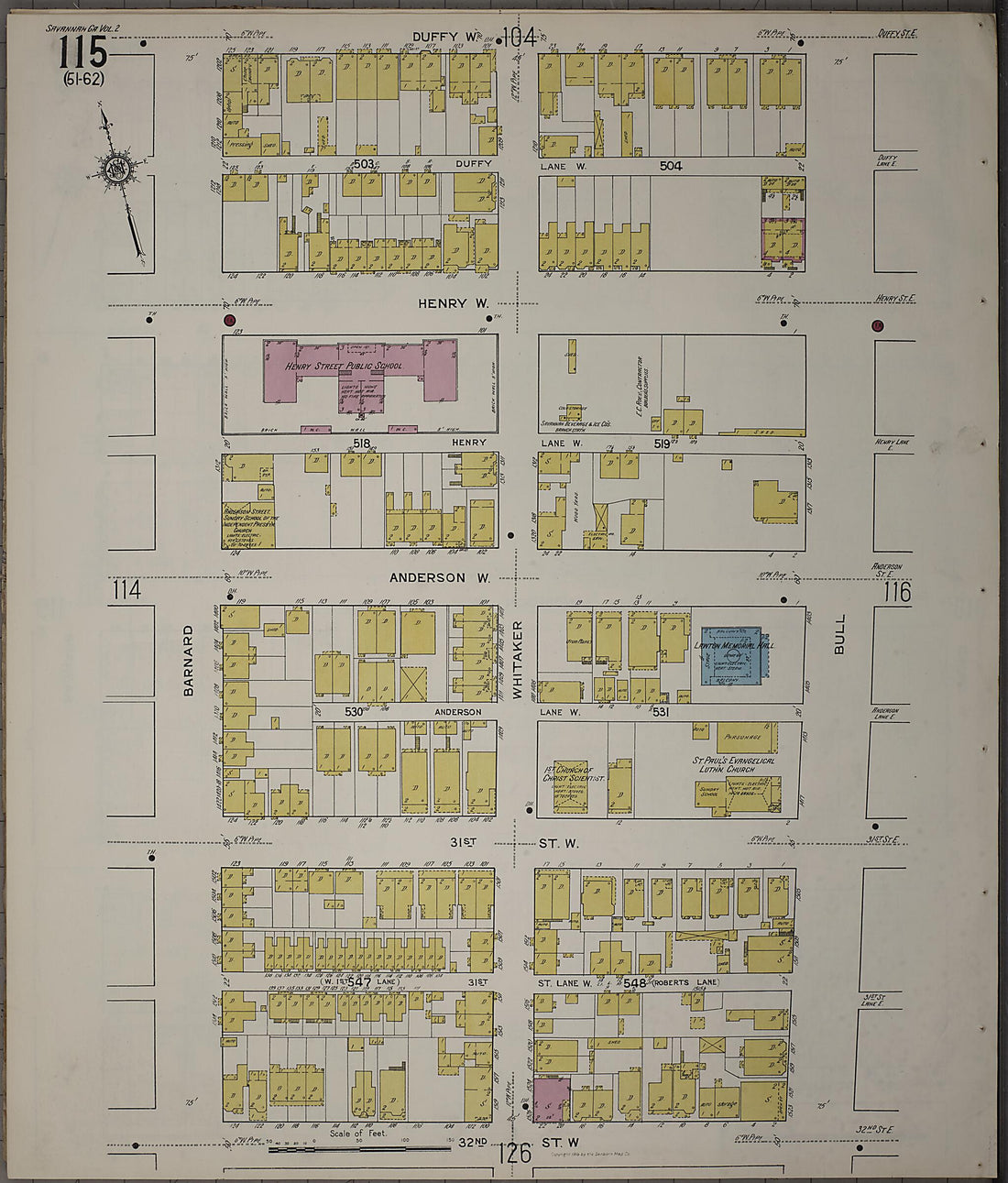 This old map of Savannah, Chatham County, Georgia was created by Sanborn Map Company in 1916