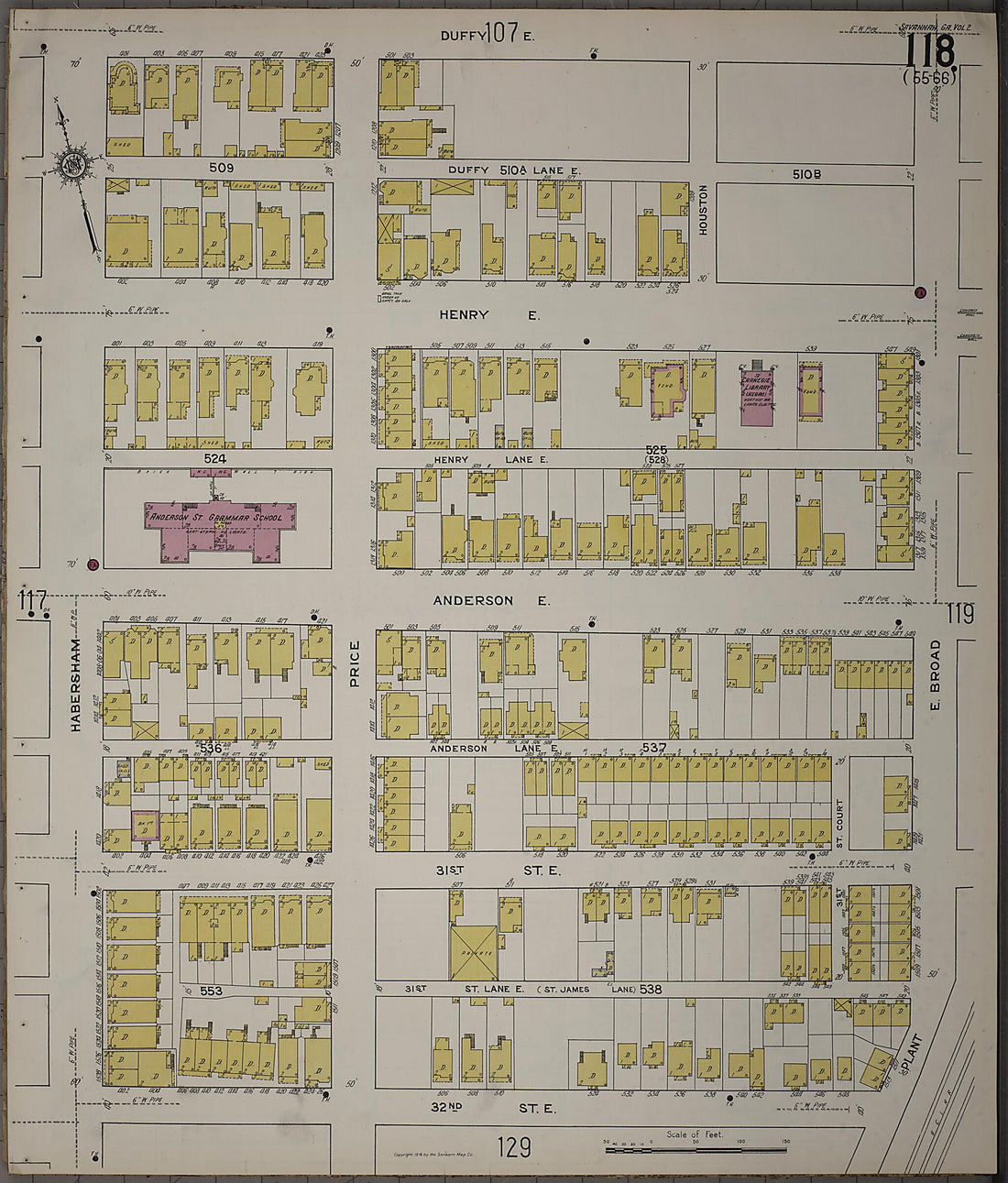 This old map of Savannah, Chatham County, Georgia was created by Sanborn Map Company in 1916