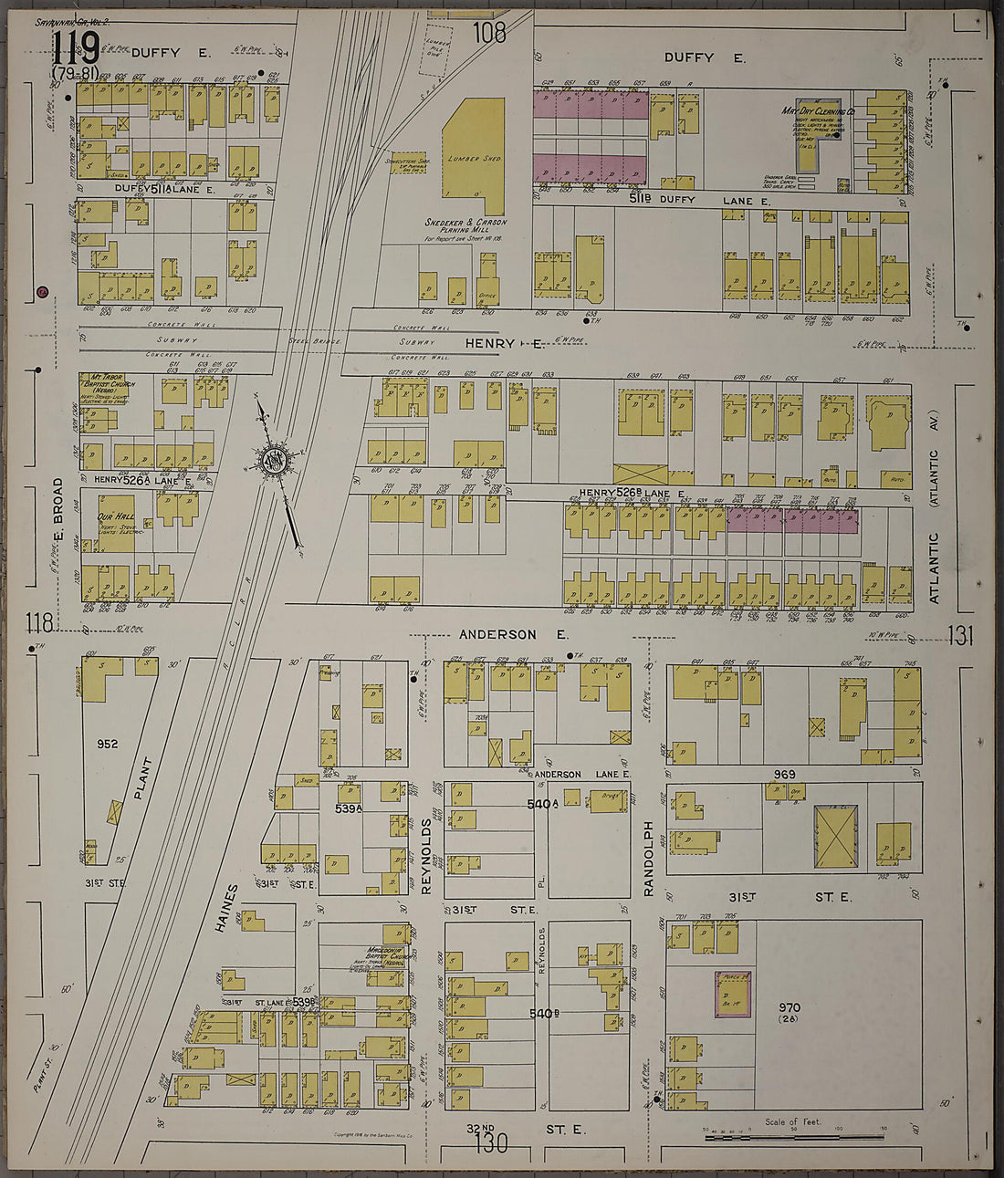 This old map of Savannah, Chatham County, Georgia was created by Sanborn Map Company in 1916