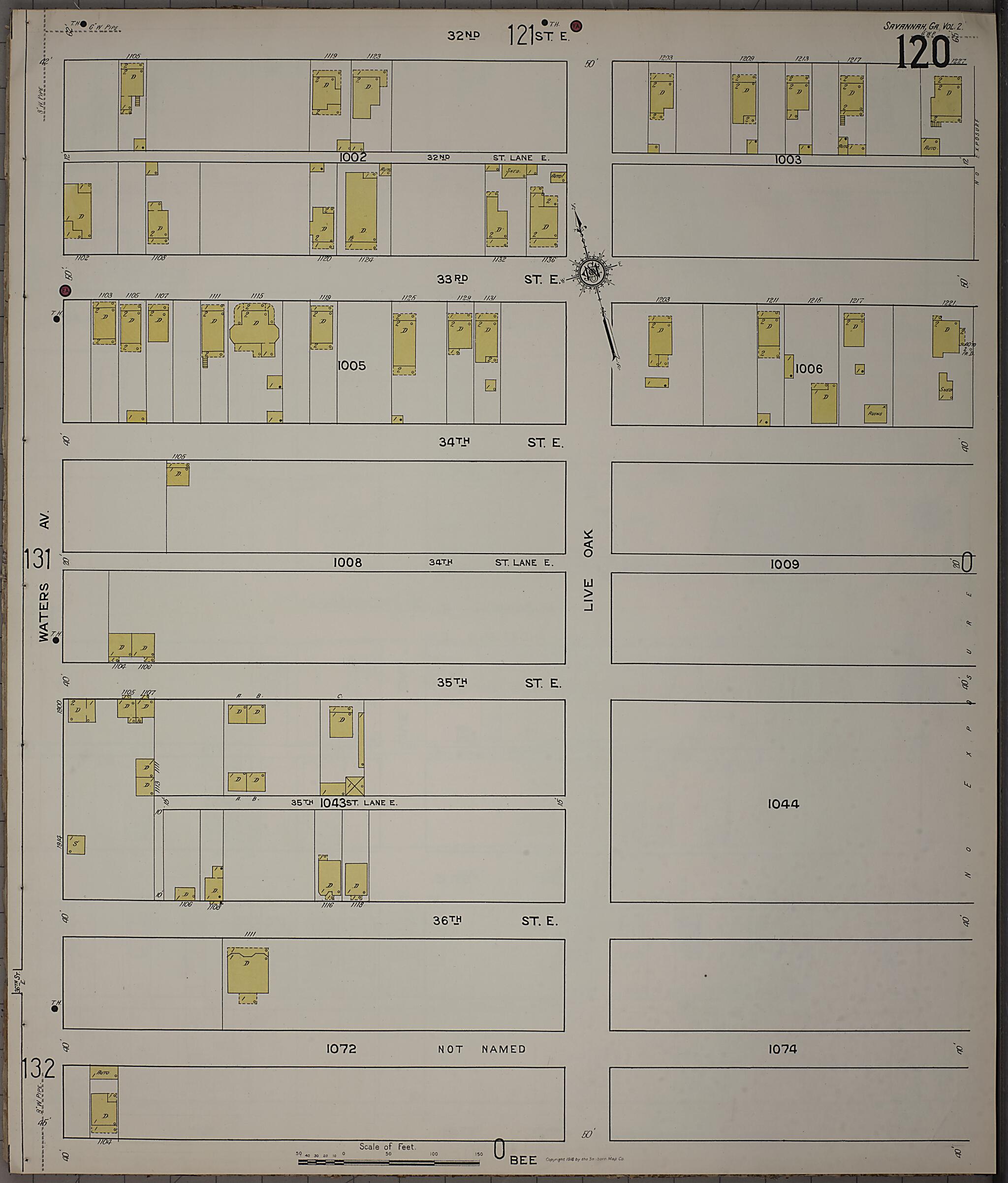 This old map of Savannah, Chatham County, Georgia was created by Sanborn Map Company in 1916