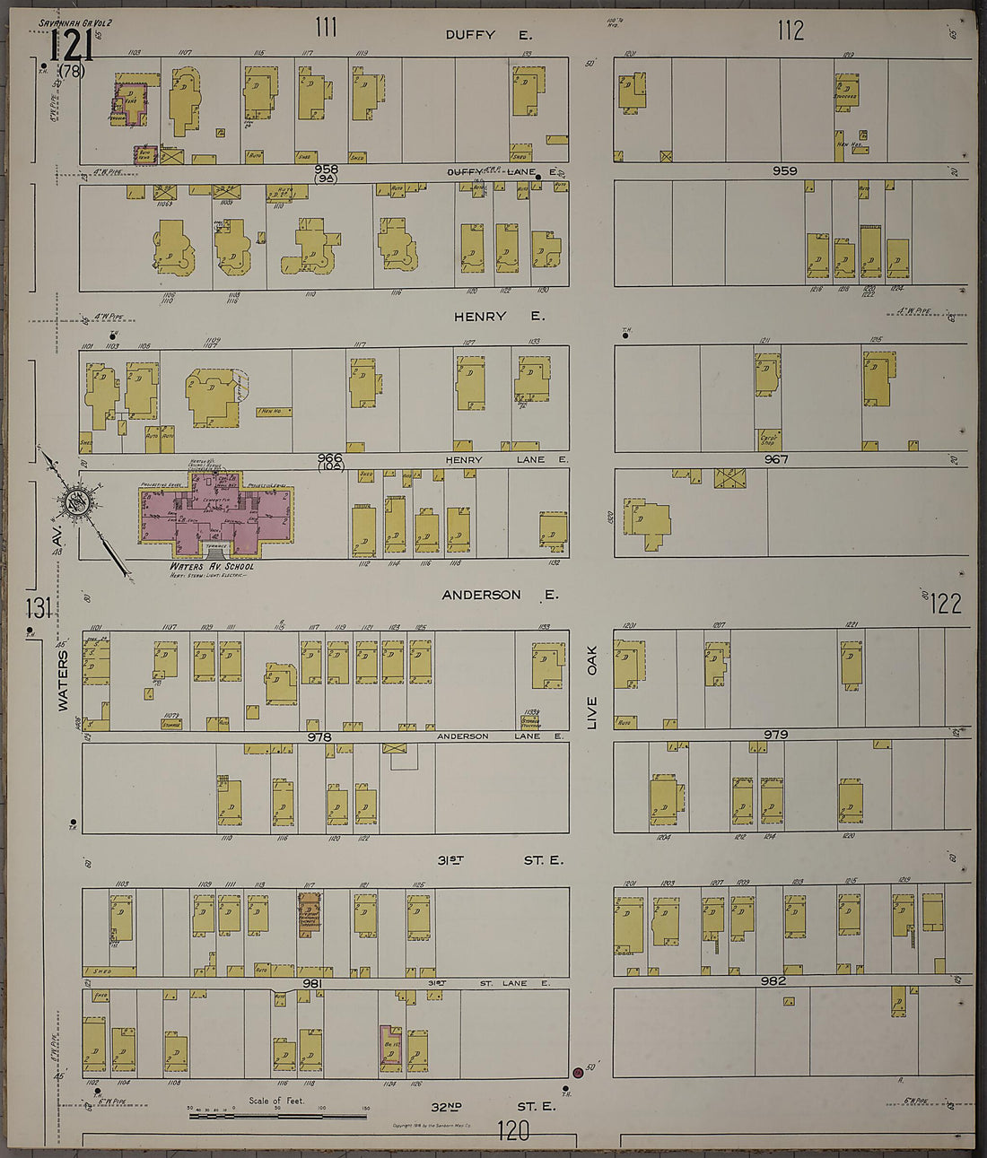 This old map of Savannah, Chatham County, Georgia was created by Sanborn Map Company in 1916