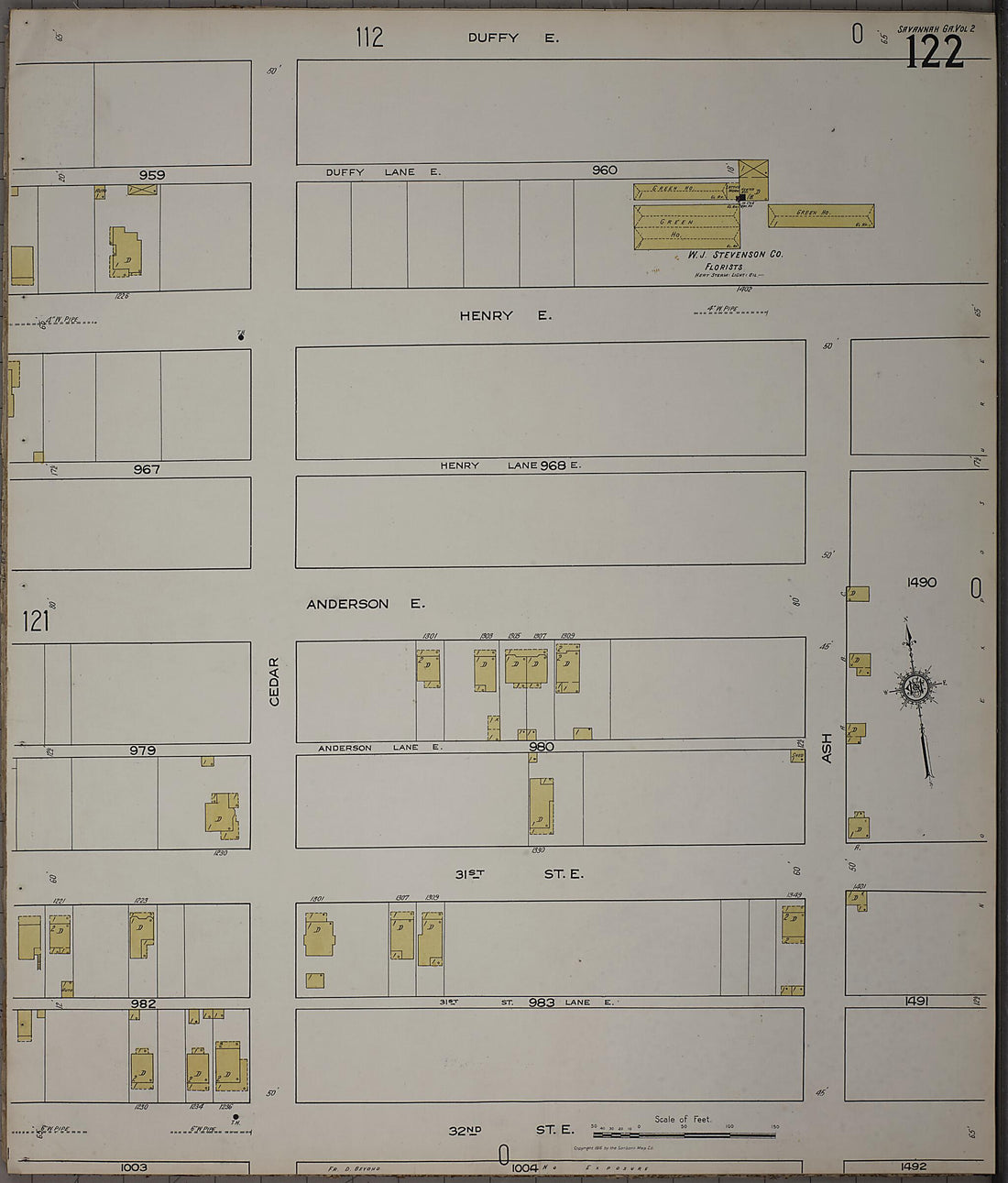 This old map of Savannah, Chatham County, Georgia was created by Sanborn Map Company in 1916