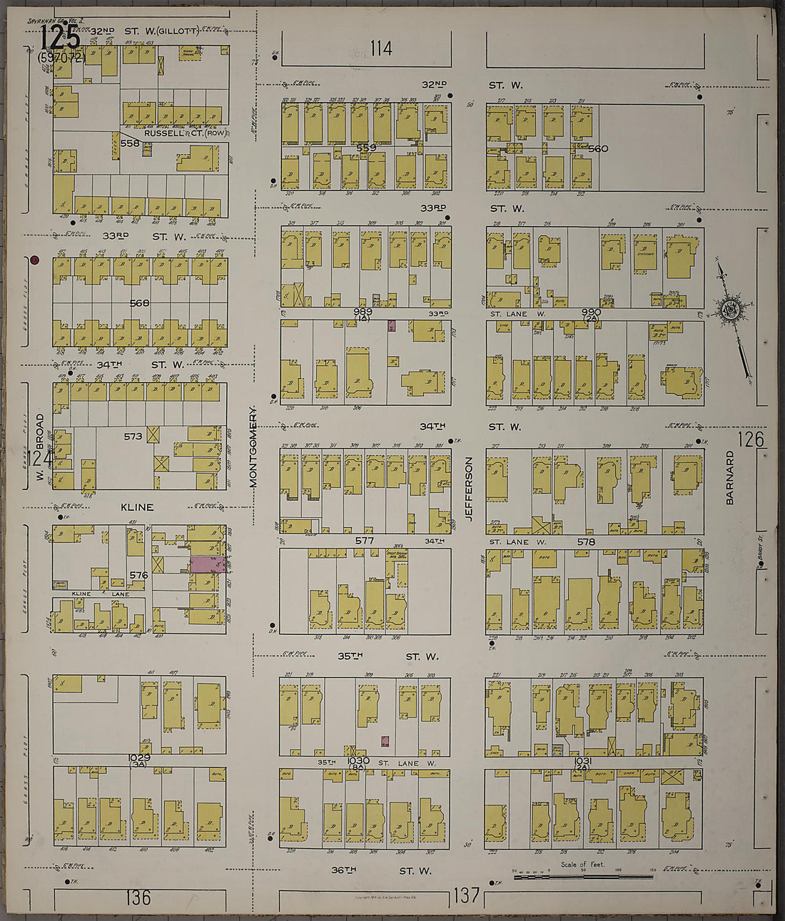This old map of Savannah, Chatham County, Georgia was created by Sanborn Map Company in 1916