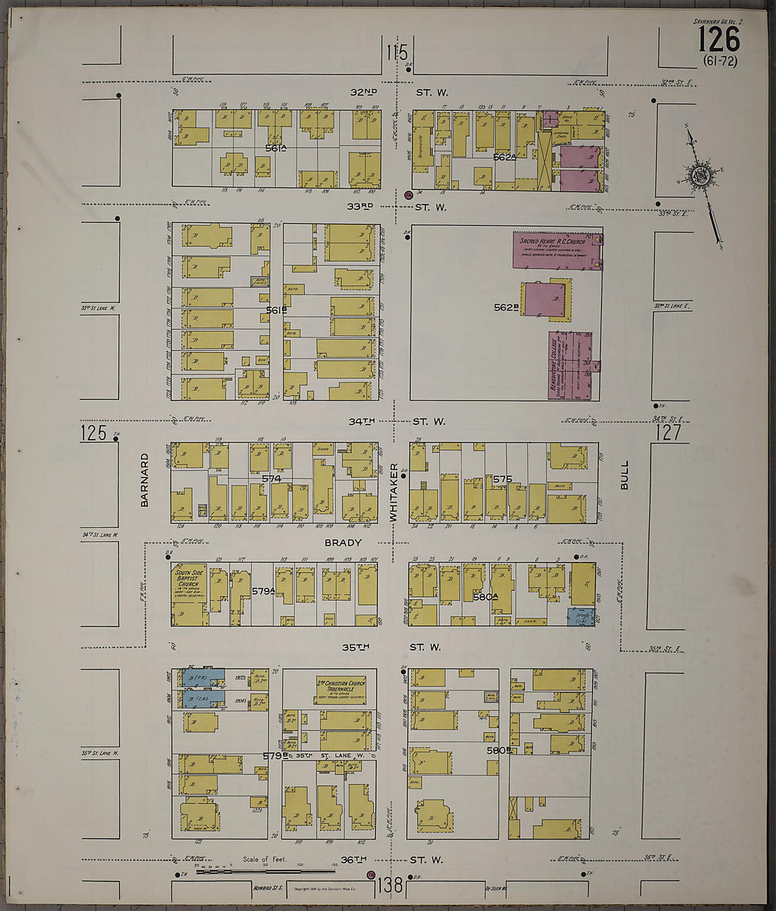 This old map of Savannah, Chatham County, Georgia was created by Sanborn Map Company in 1916