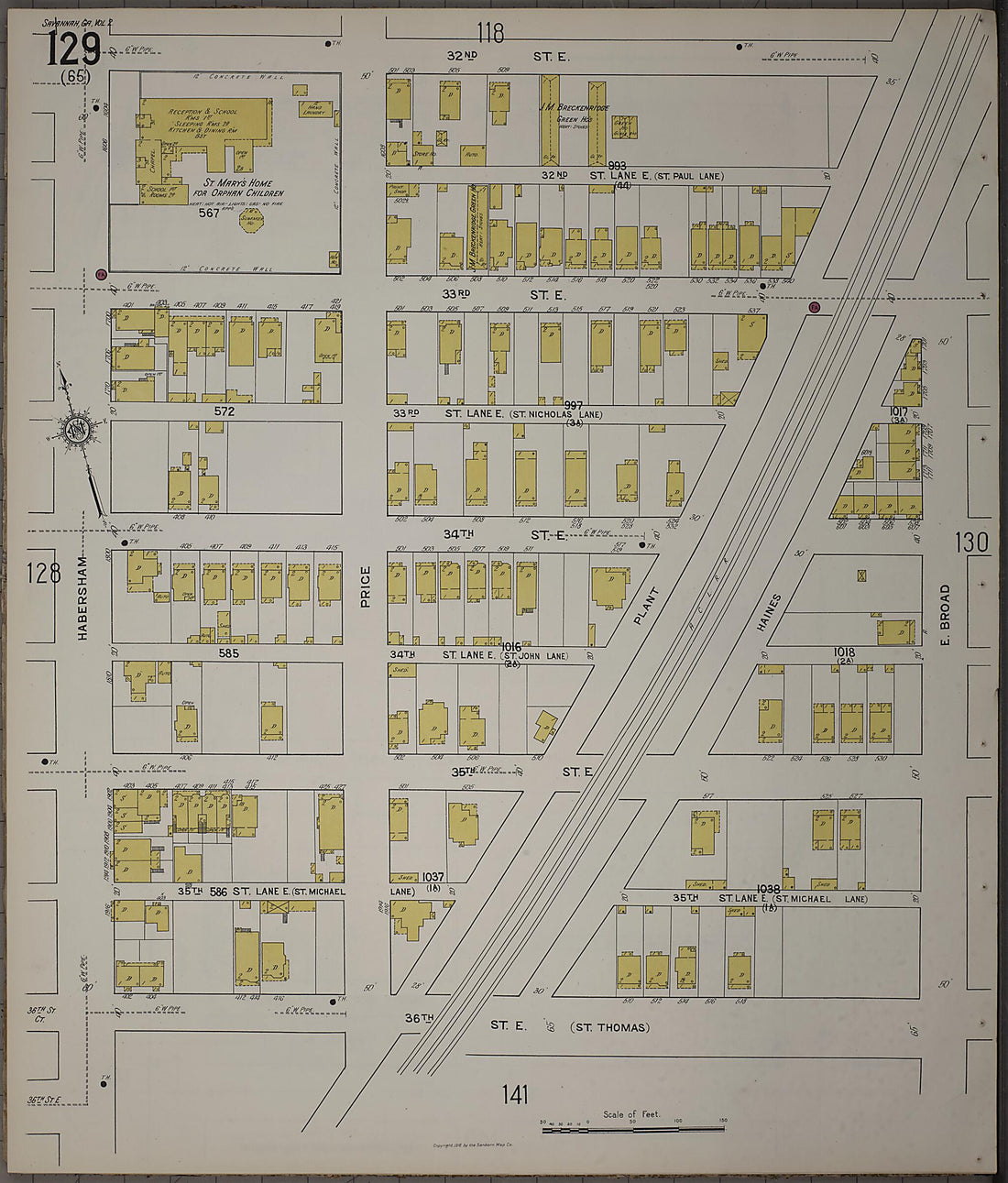 This old map of Savannah, Chatham County, Georgia was created by Sanborn Map Company in 1916