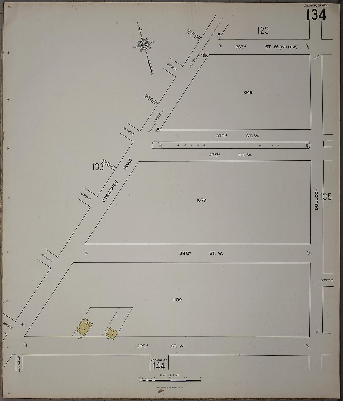 This old map of Savannah, Chatham County, Georgia was created by Sanborn Map Company in 1916