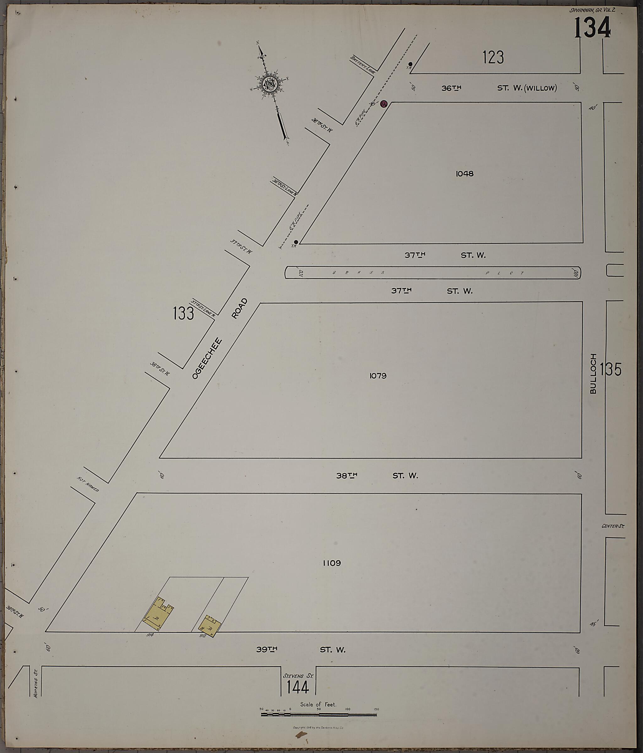 This old map of Savannah, Chatham County, Georgia was created by Sanborn Map Company in 1916