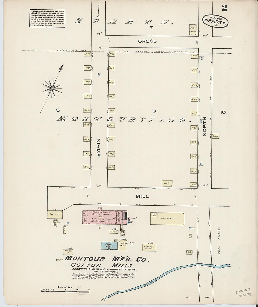 This old map of Sparta, Hancock County, Georgia was created by Sanborn Map Company in 1884