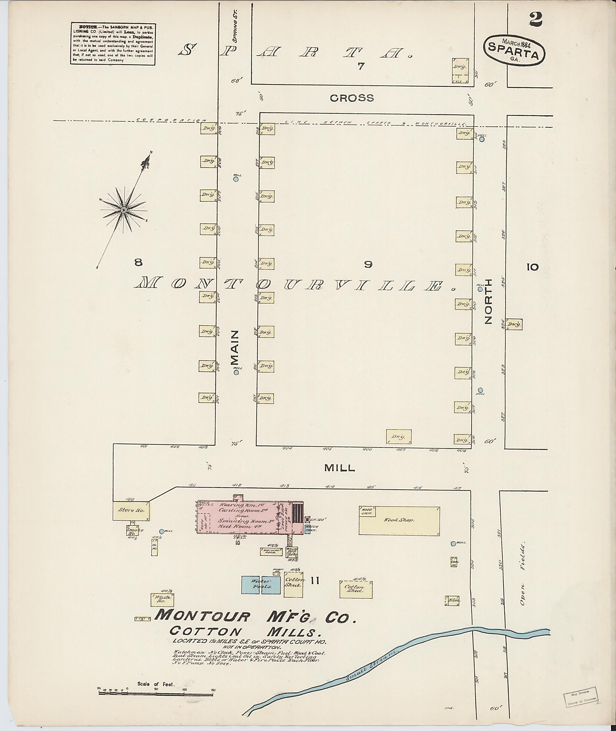 This old map of Sparta, Hancock County, Georgia was created by Sanborn Map Company in 1884