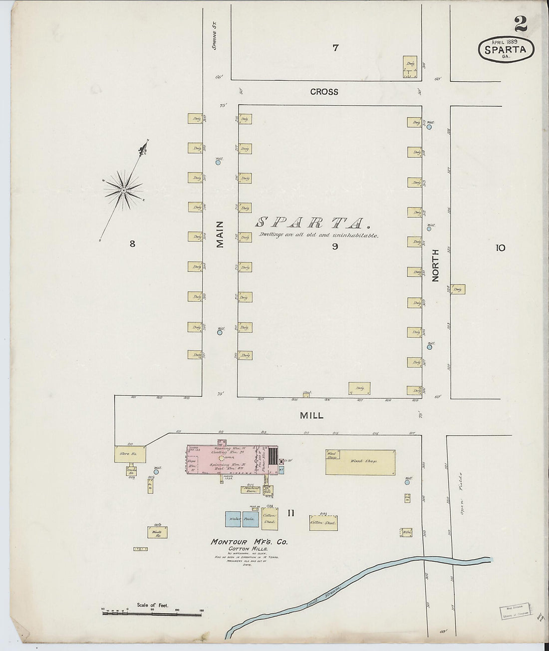 This old map of Sparta, Hancock County, Georgia was created by Sanborn Map Company in 1889