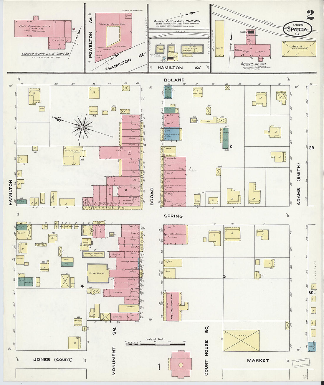 This old map of Sparta, Hancock County, Georgia was created by Sanborn Map Company in 1909