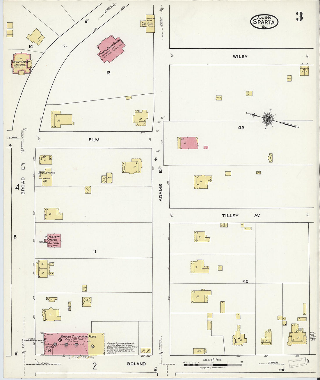 This old map of Sparta, Hancock County, Georgia was created by Sanborn Map Company in 1920