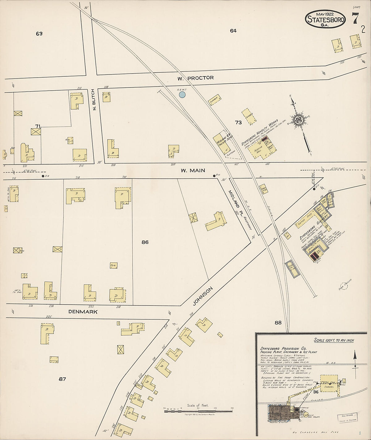 Statesboro, Bulloch County, Georgia 1922 (Sheet 7 of 10) by Relic Map Company