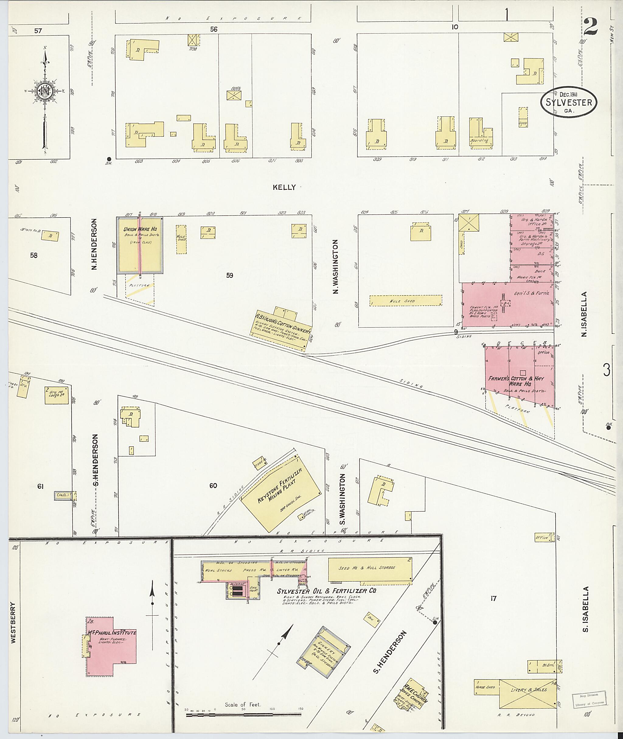 This old map of Sylvester, Worth County, Georgia was created by Sanborn Map Company in 1911