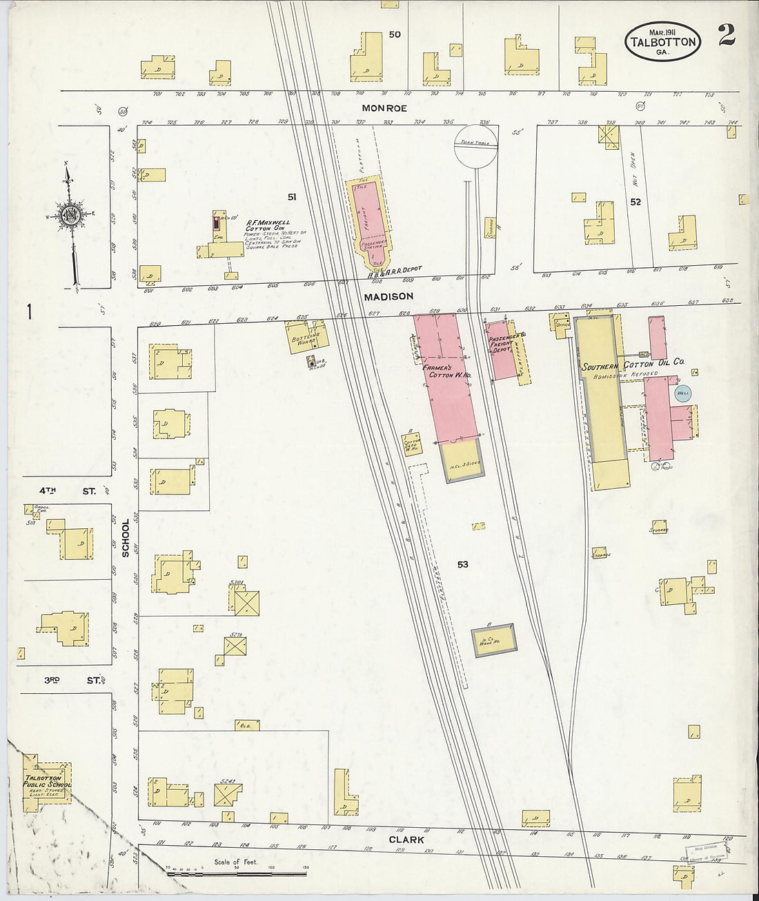 This old map of Talbotton, Talbot County, Georgia was created by Sanborn Map Company in 1911