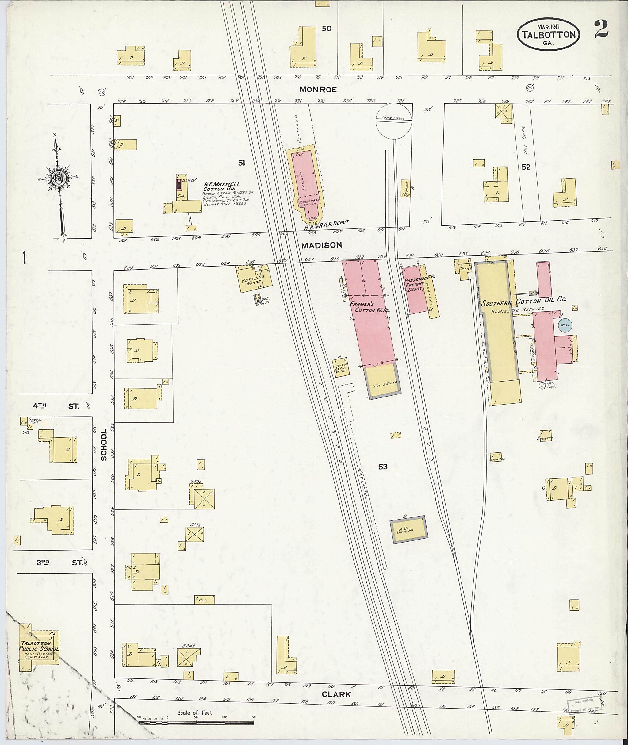 This old map of Talbotton, Talbot County, Georgia was created by Sanborn Map Company in 1911