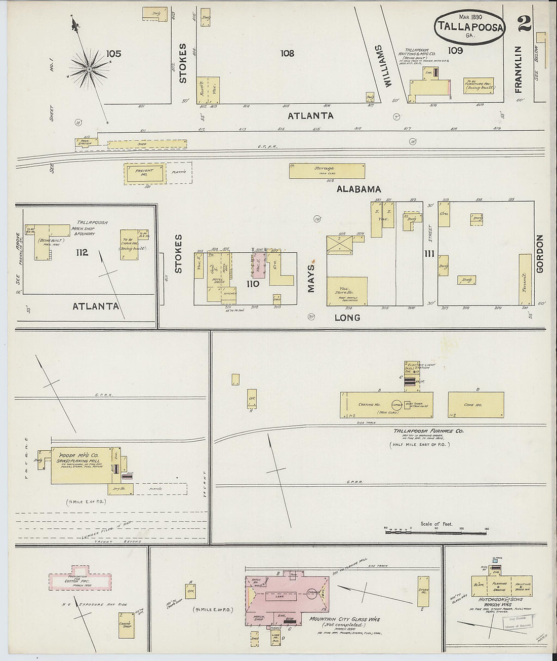 This old map of Tallapoosa, Haralson County, Georgia was created by Sanborn Map Company in 1890