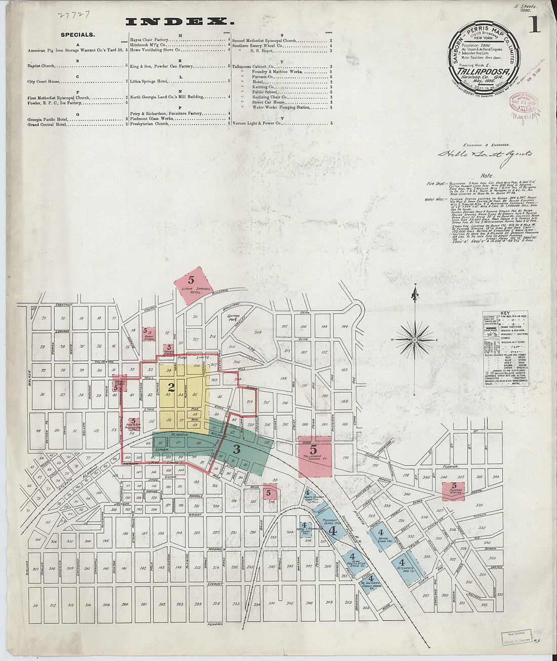 This old map of Tallapoosa, Haralson County, Georgia was created by Sanborn Map Company in 1895