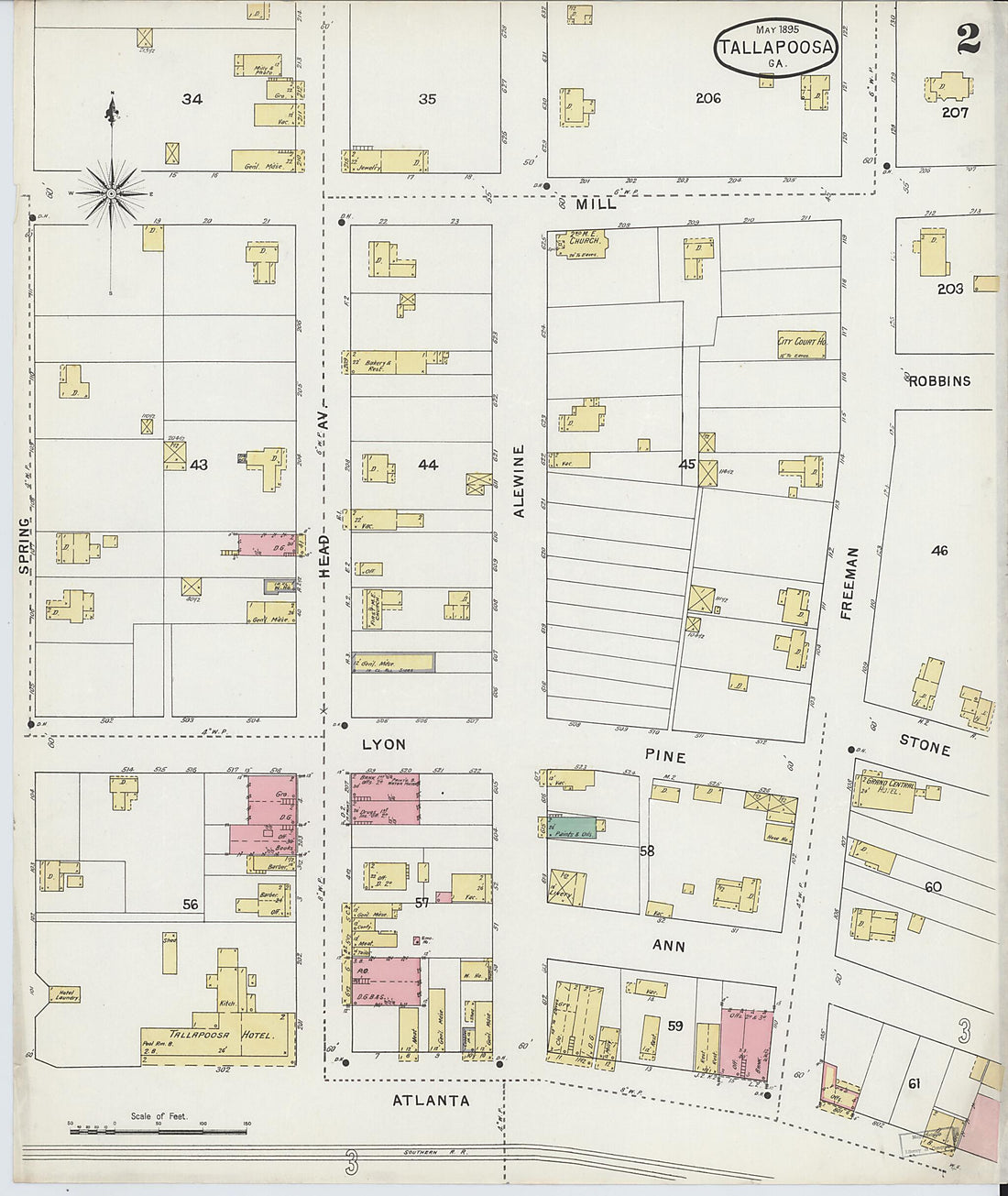This old map of Tallapoosa, Haralson County, Georgia was created by Sanborn Map Company in 1895