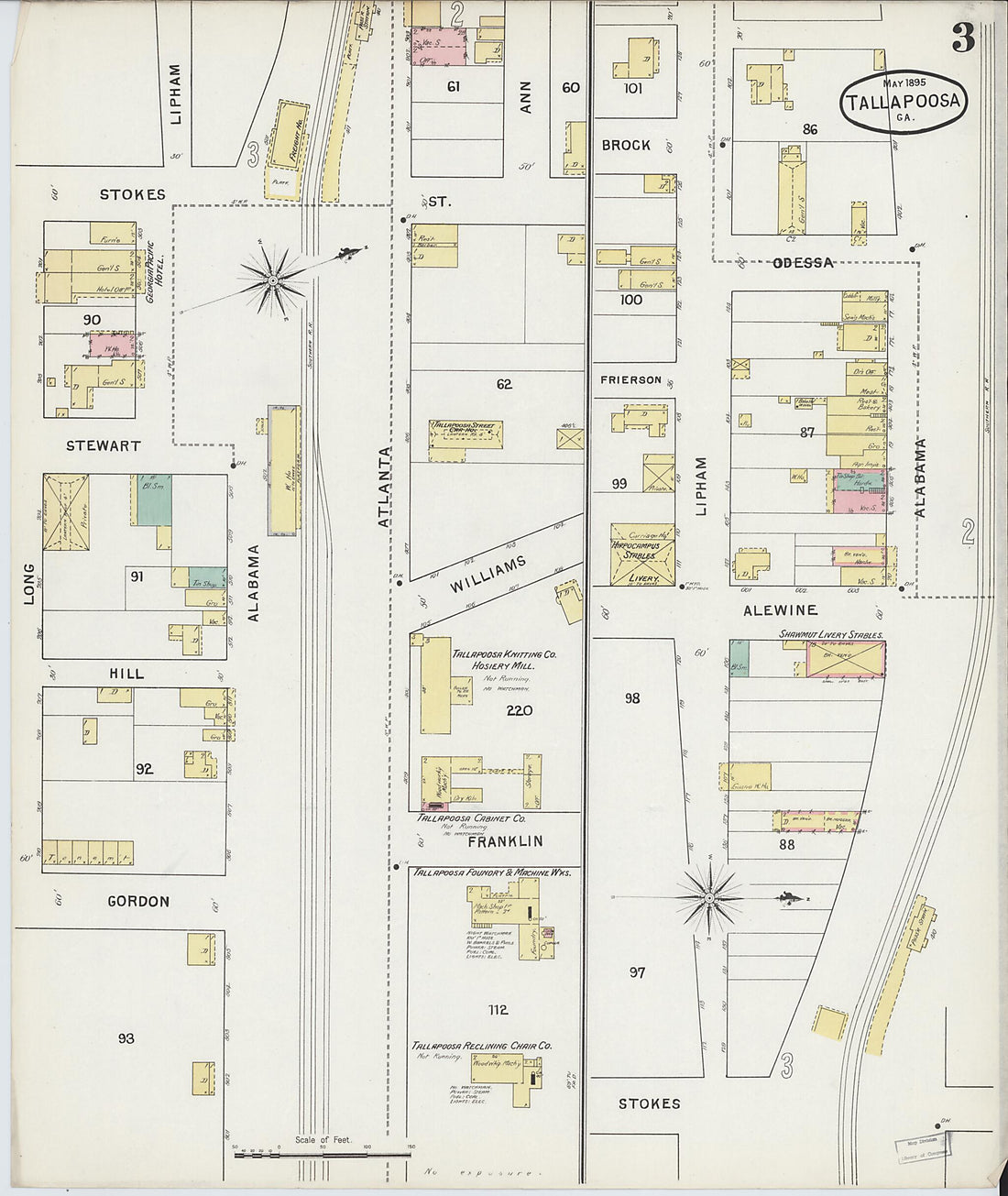 This old map of Tallapoosa, Haralson County, Georgia was created by Sanborn Map Company in 1895