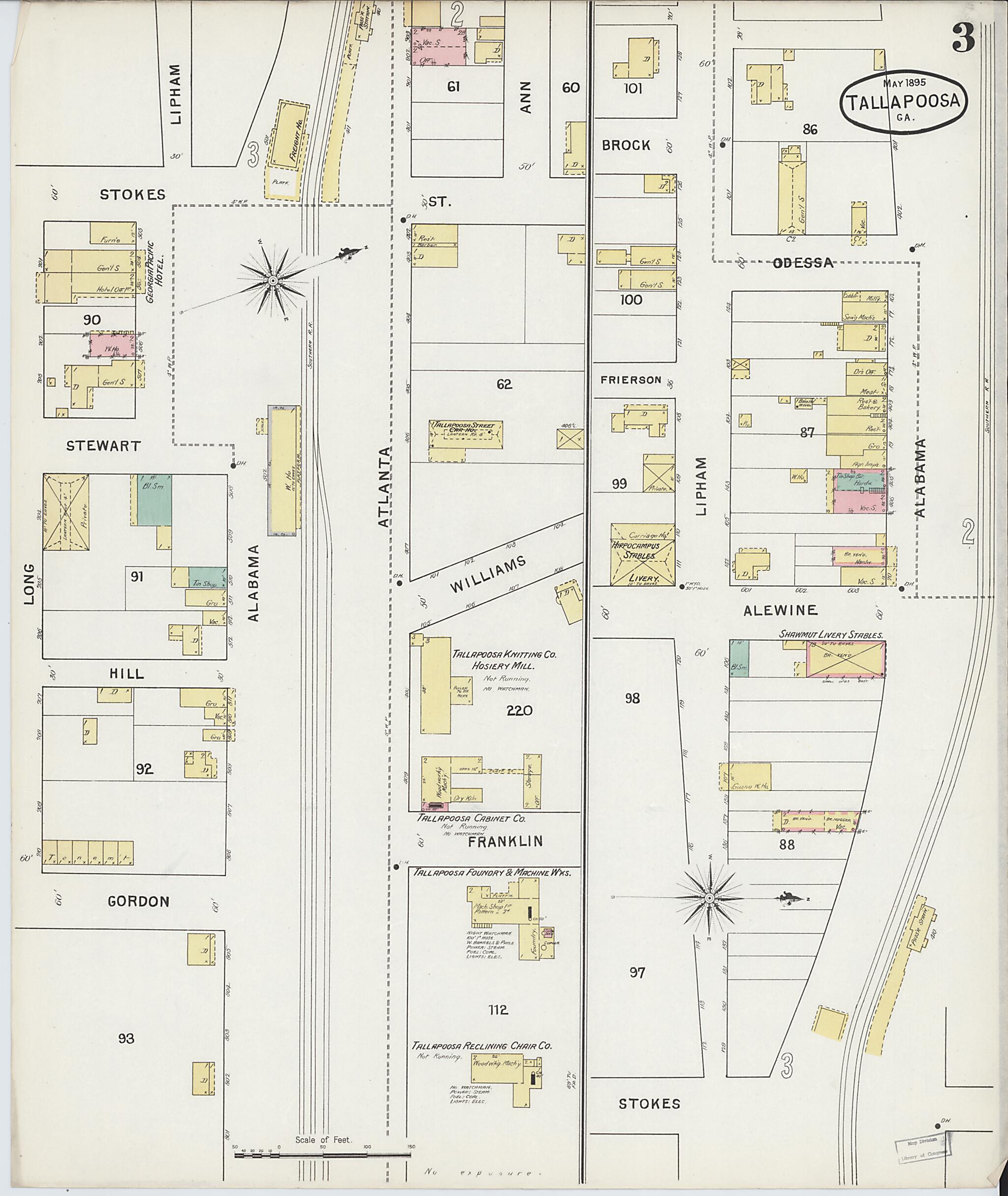 This old map of Tallapoosa, Haralson County, Georgia was created by Sanborn Map Company in 1895