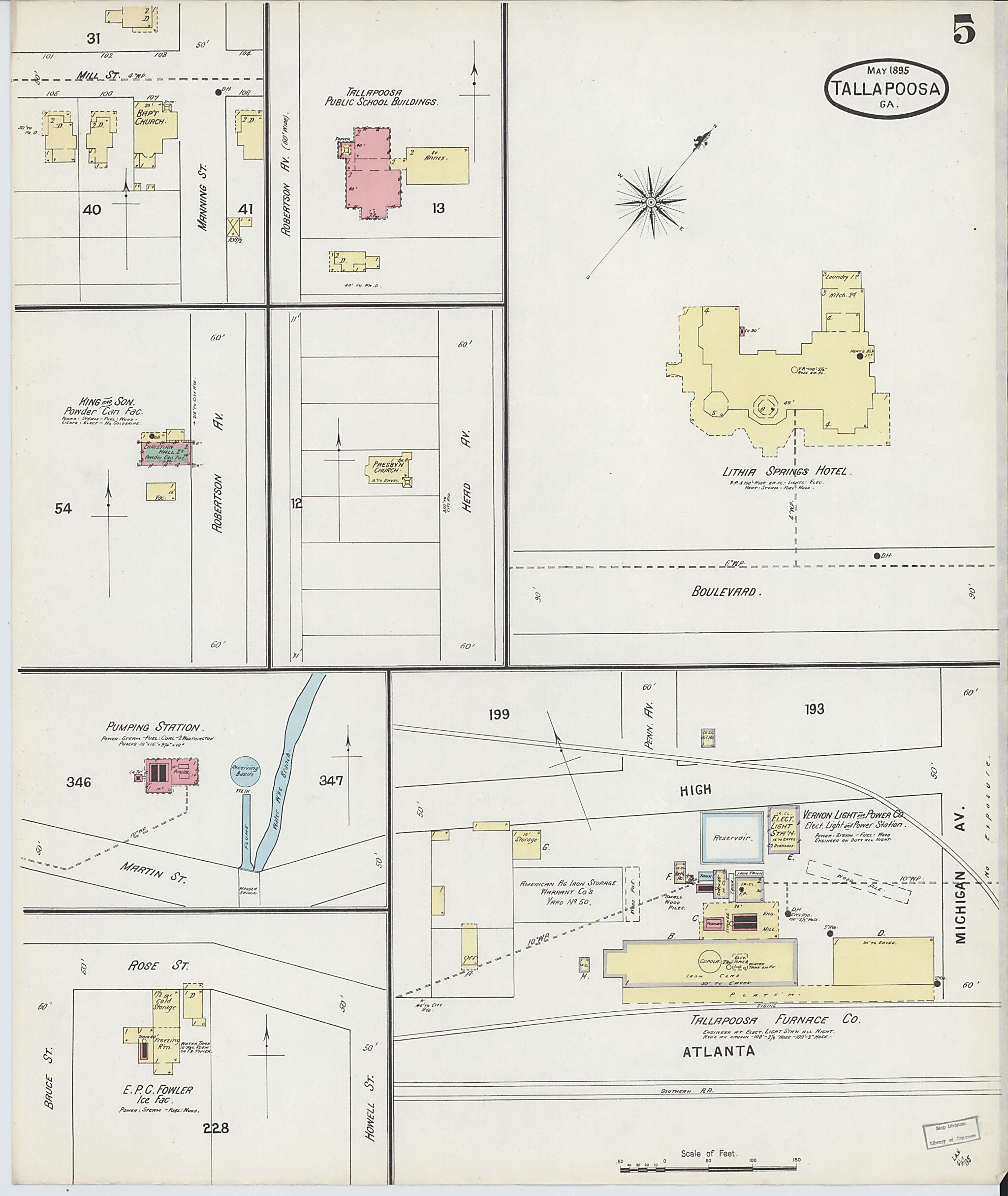This old map of Tallapoosa, Haralson County, Georgia was created by Sanborn Map Company in 1895