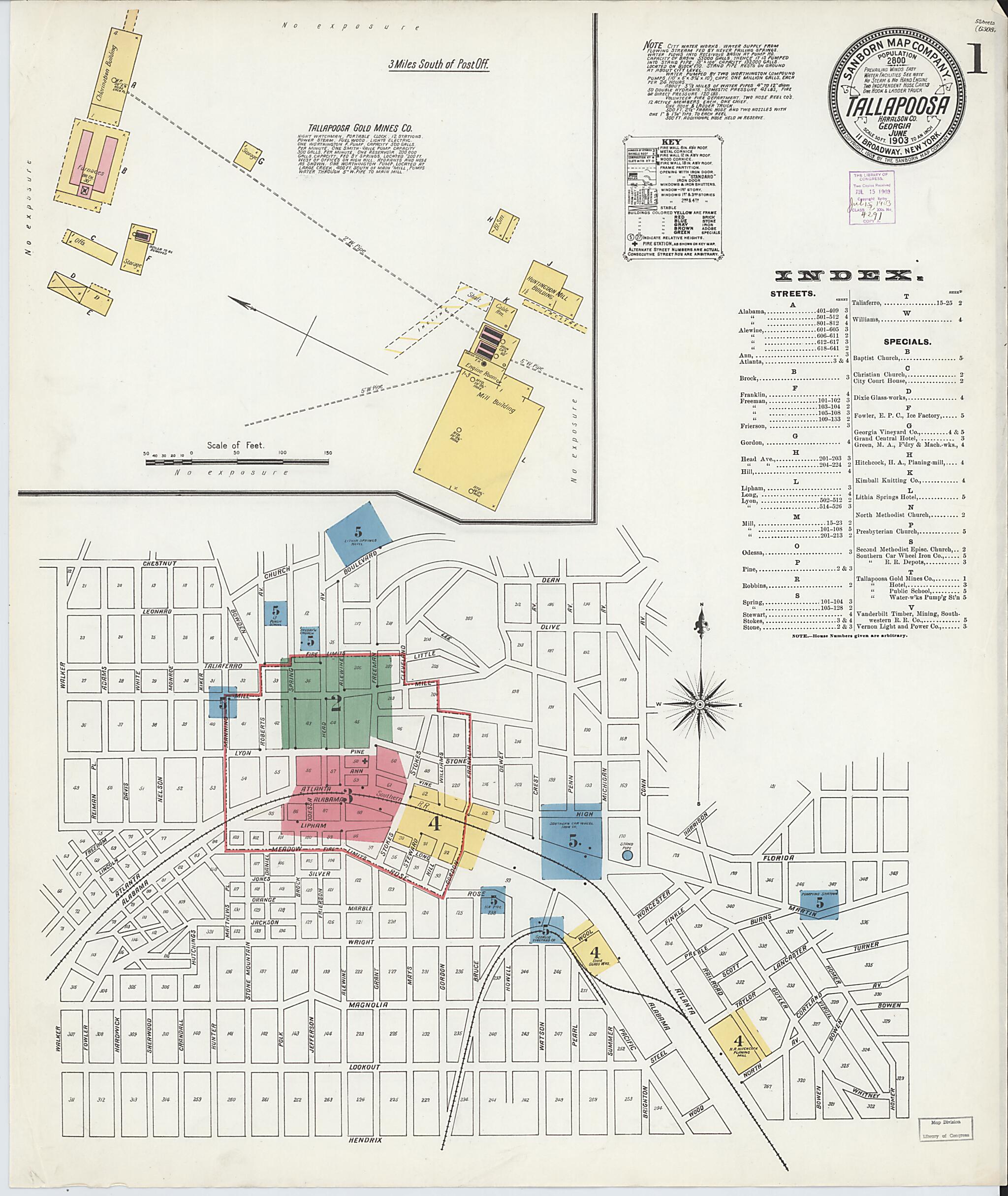 This old map of Tallapoosa, Haralson County, Georgia was created by Sanborn Map Company in 1903